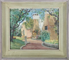 Frank Charles Black ( Britisch 1894-1982) – Gerahmtes Ölgemälde, Villa-Garten