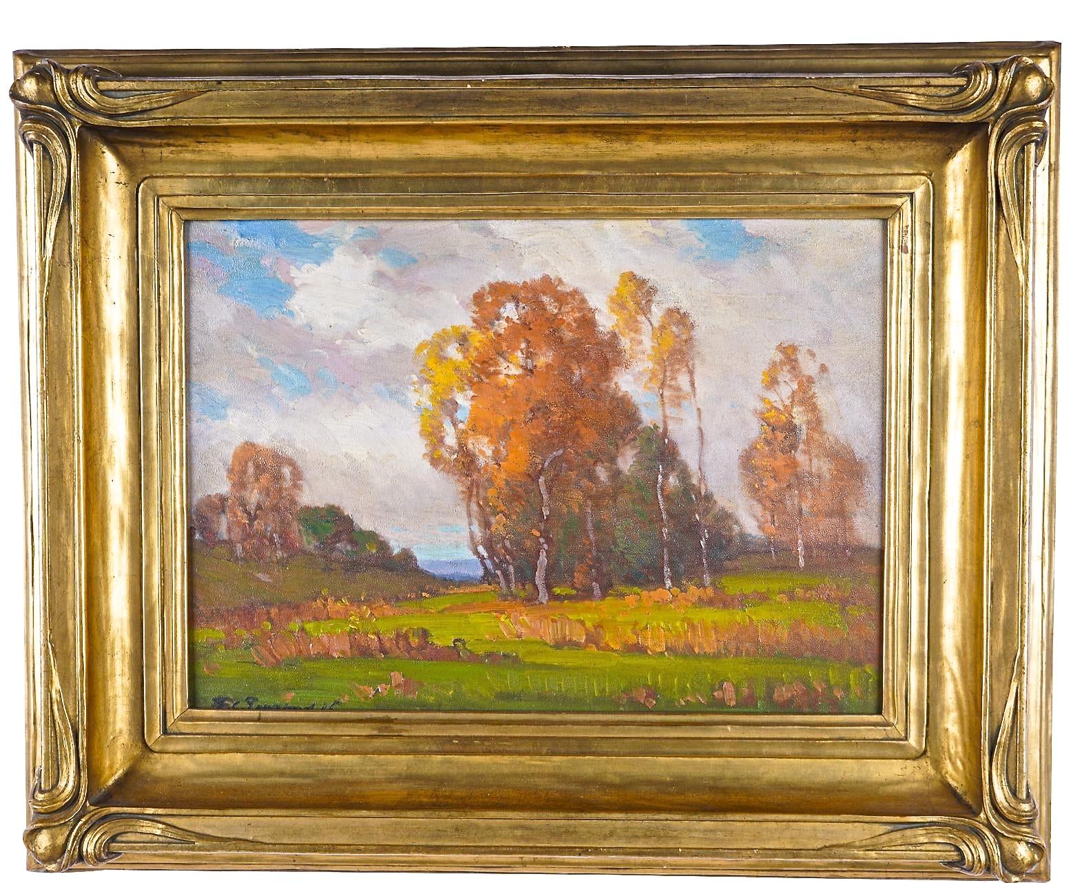 Frank Charles Peyraud Landscape Painting - Landscape With Birch Trees