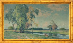 Riverside View, Post-Impressionist Oil on Canvas, Early 20th Century