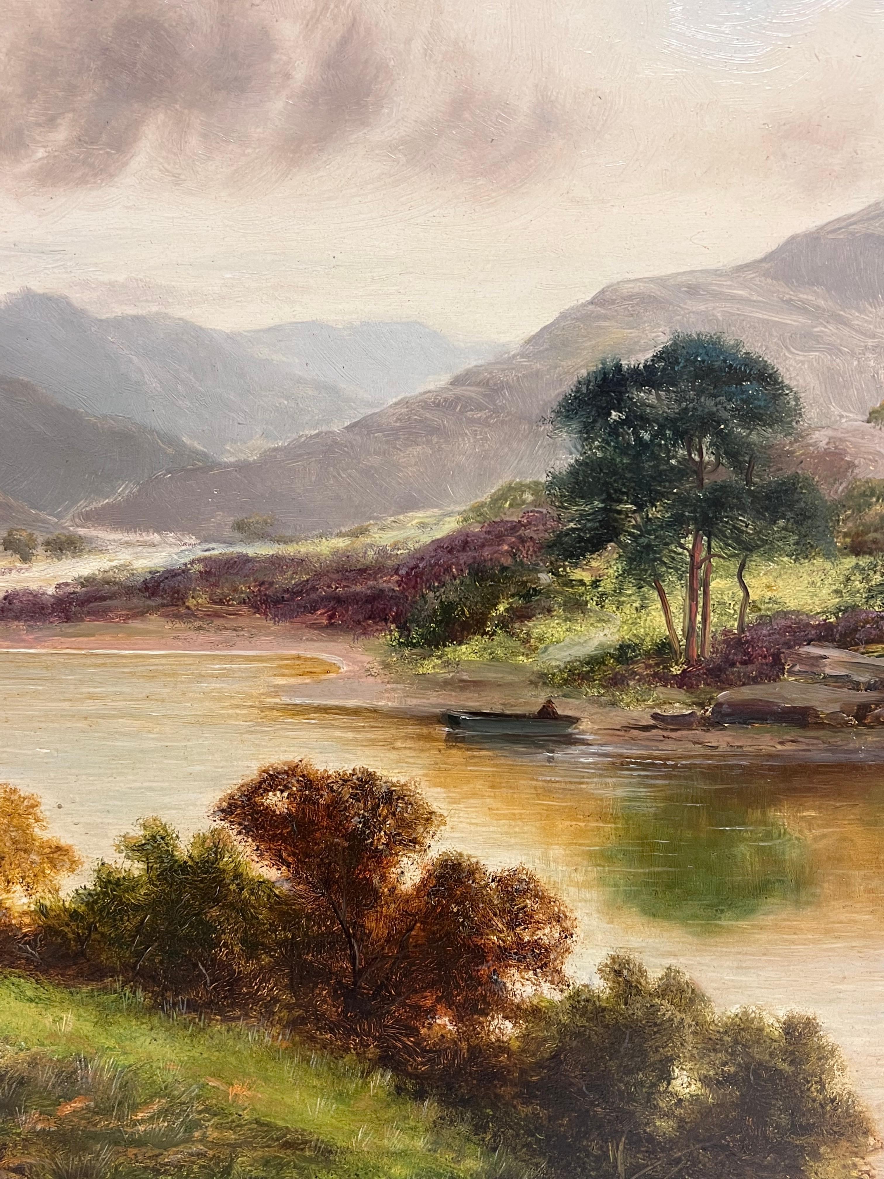 Antique British Pintura al óleo firmada Paisaje pastoral de las tierras altas Ovejas pastando - Painting de Frank Clark (British, 20th century)
