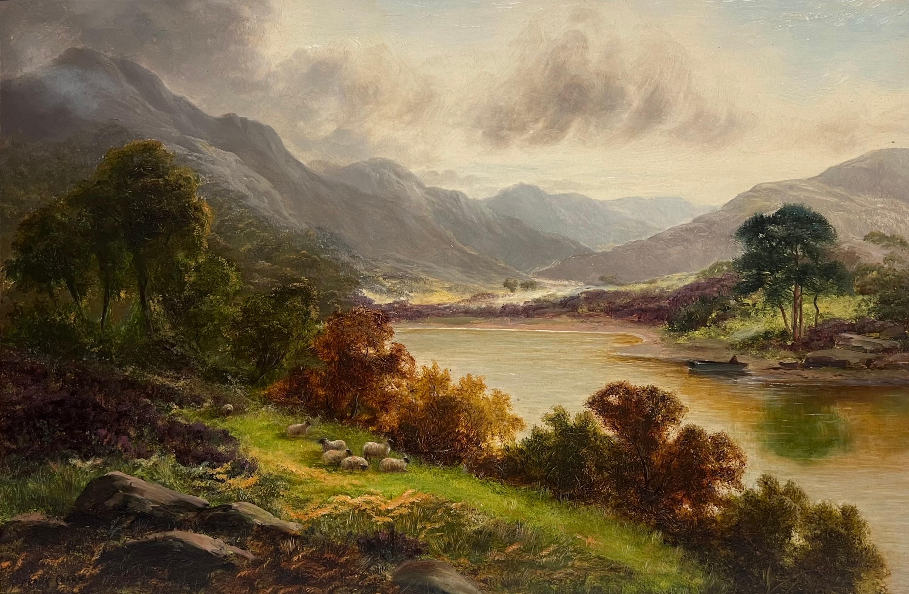 Ovejas en las Tierras Altas
Frank Clark (británico, finales del siglo XIX/principios del XX)
óleo firmado sobre tabla de lienzo, enmarcado
enmarcado: 19,5 x 27 pulgadas
cuadro: 16 x 24 pulgadas
estado: muy bueno
procedencia: colección privada, Reino