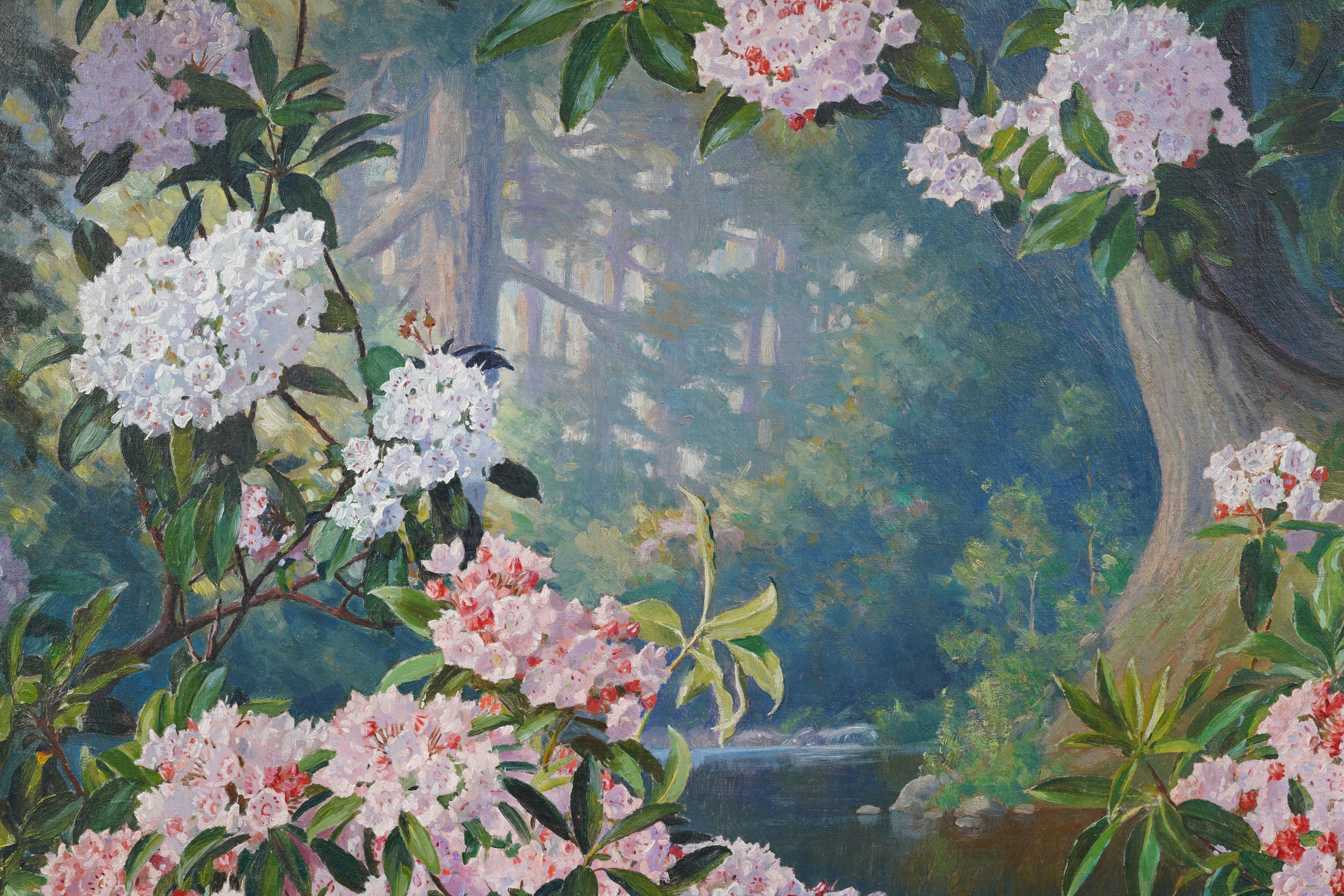 Nature morte impressionniste américaine ancienne à la fleur de rhododendron en vente 6