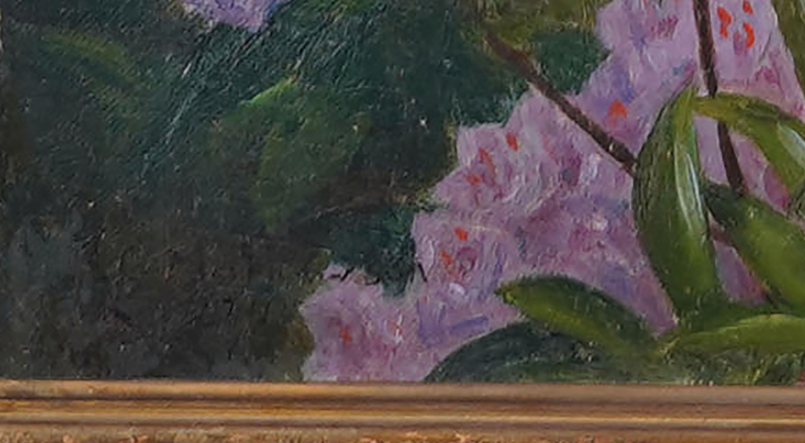 Nature morte impressionniste américaine ancienne à la fleur de rhododendron en vente 7