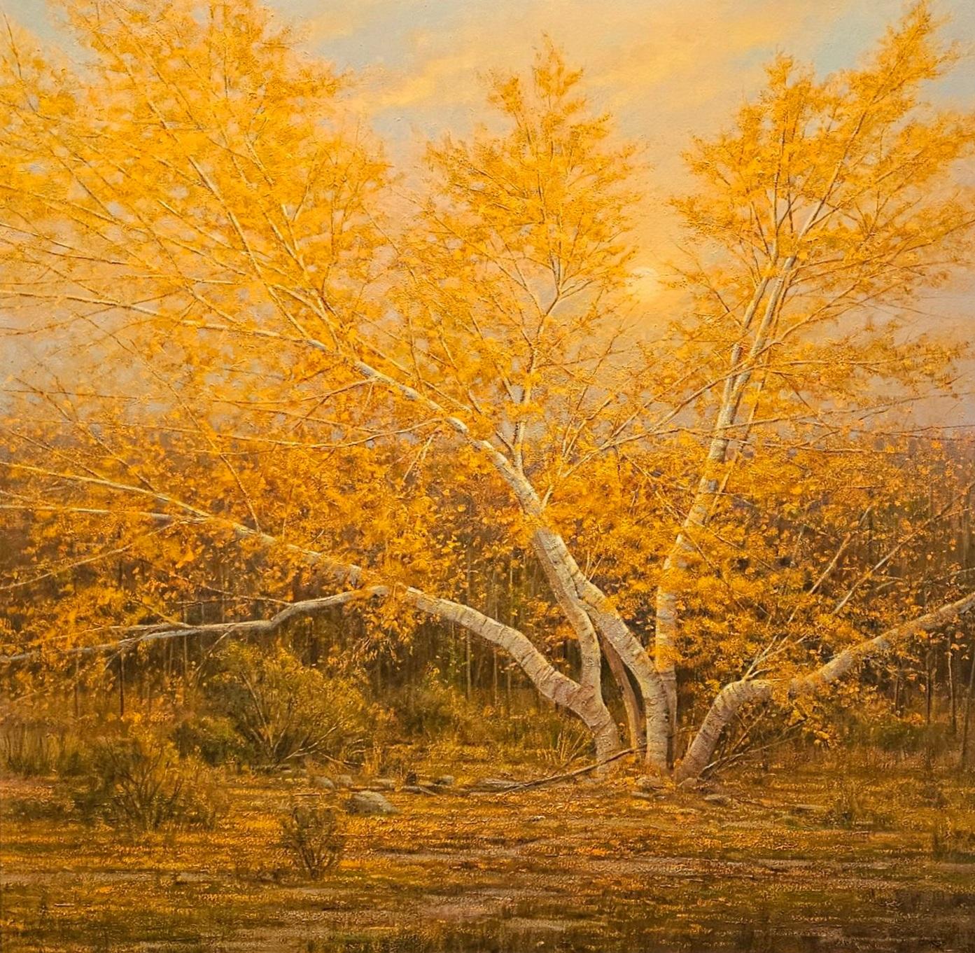 Frank Corso Landscape Painting – Gefallene Blätter