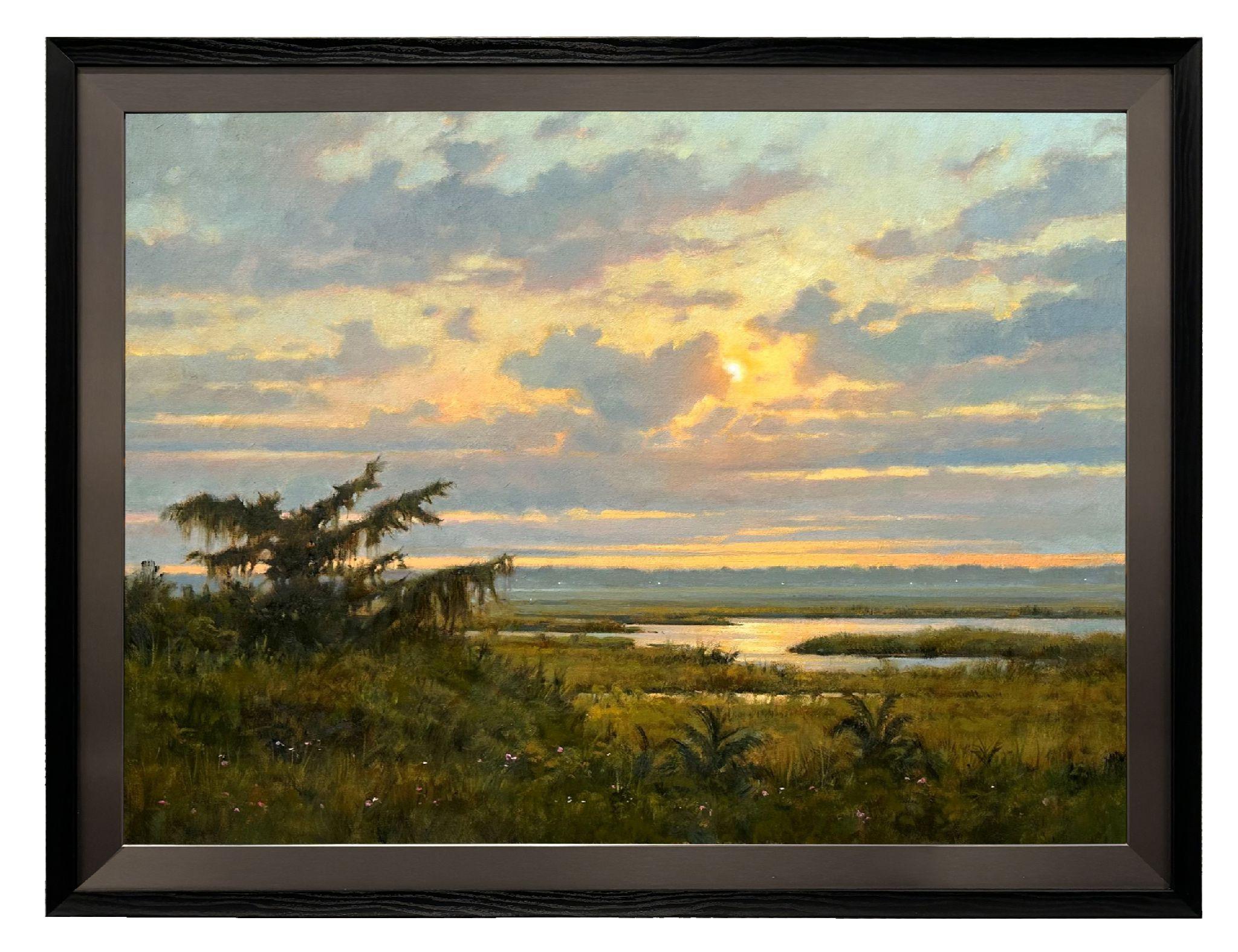 Misty Evening Marsh - Painting by Frank Corso