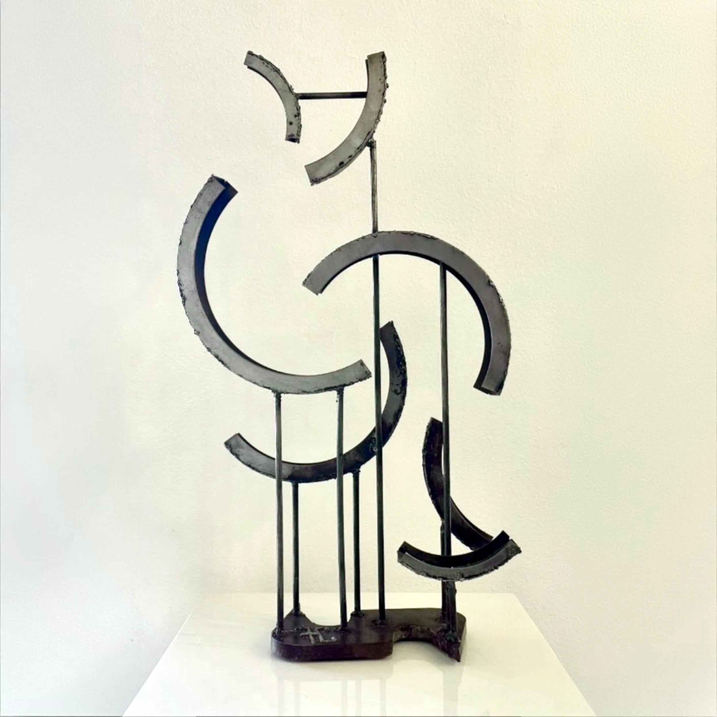 Frank Cota San Diego Brutalist Torch Cut Abstract Steel Sculpture, ca 1990s

Measures 23