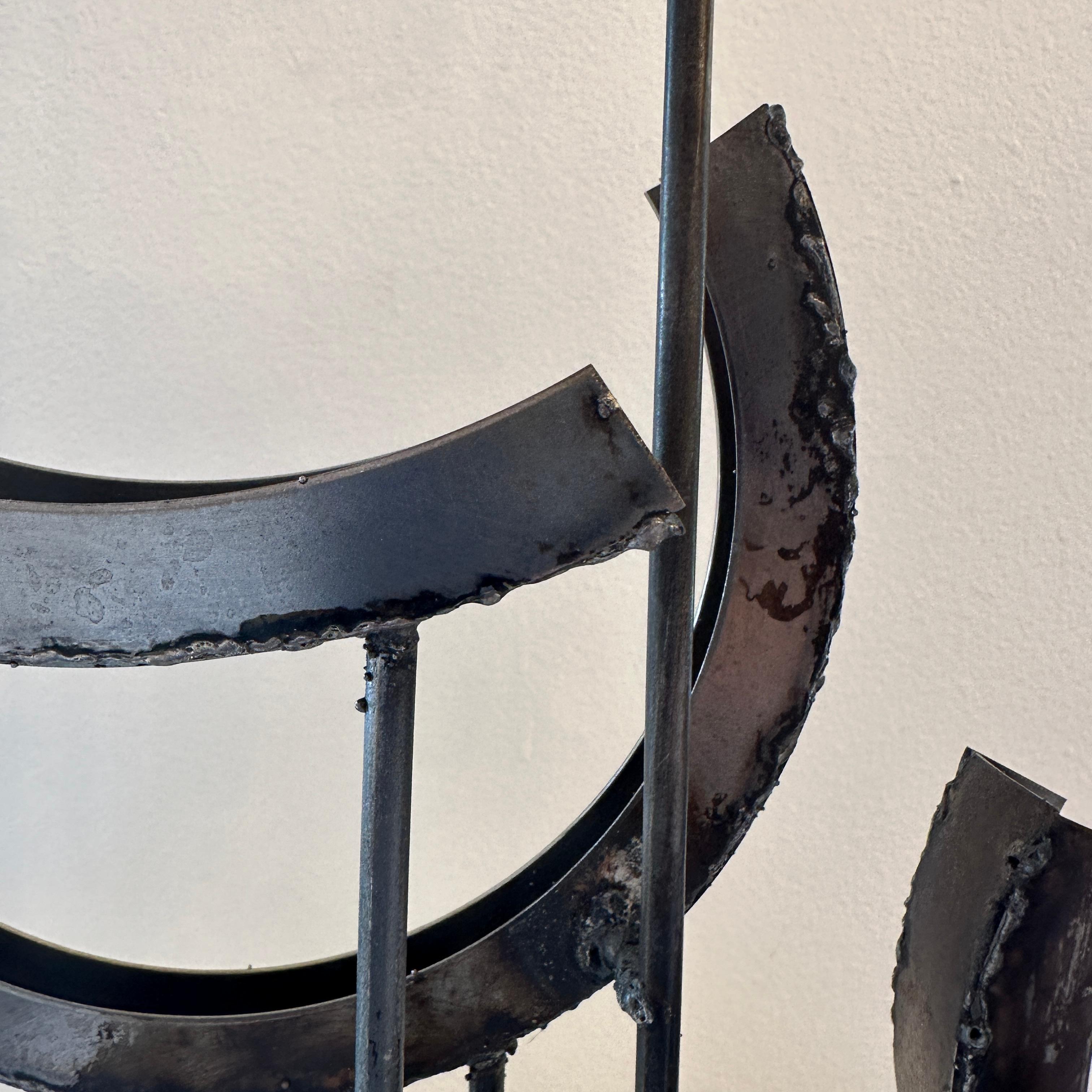 Frank Cota San Diego Brutalist Abstract Steel Sculpture, ca 1990s In Good Condition In Cathedral City, CA
