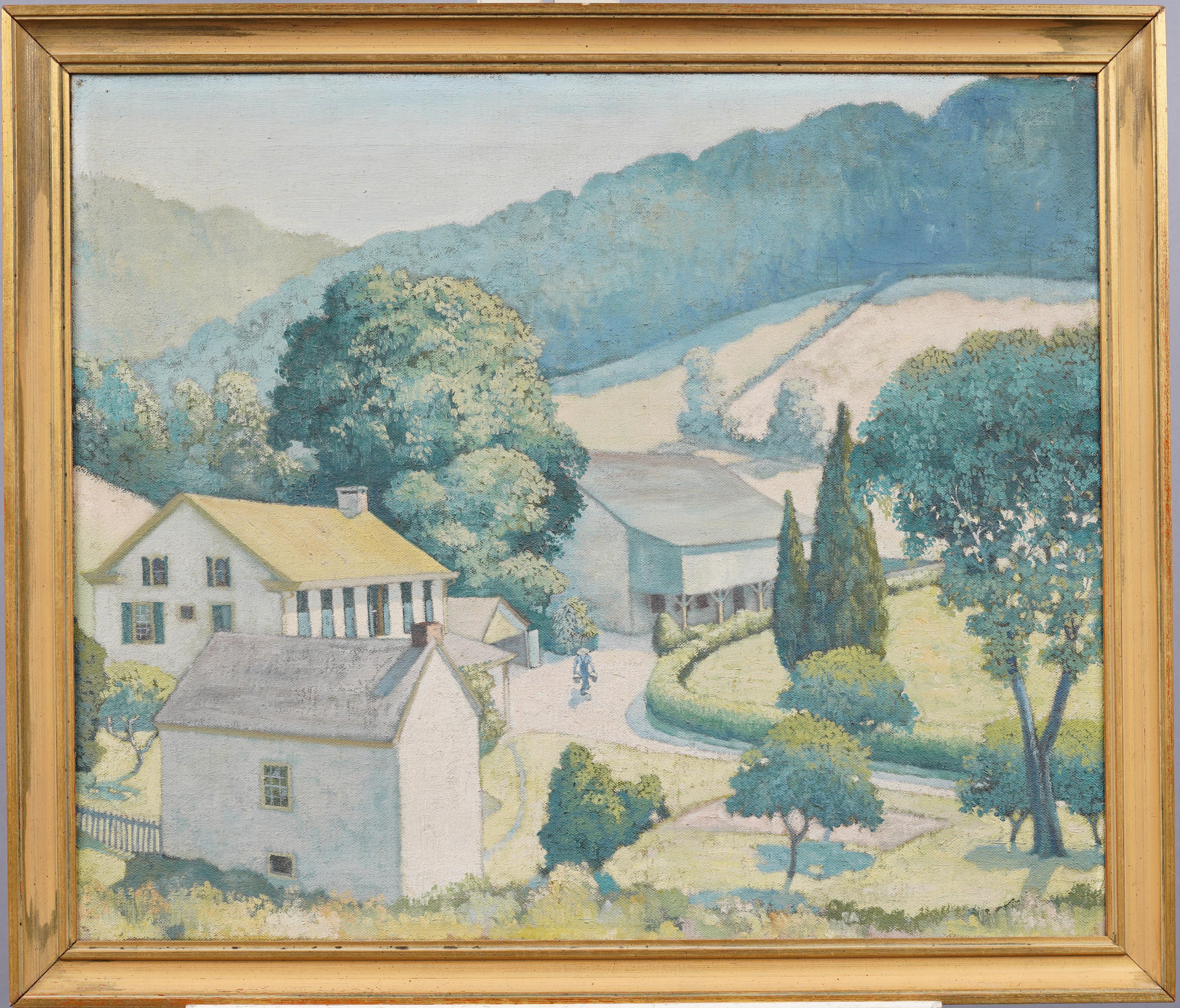Frank De Villo Knapp  Landscape Painting - "Golden Morning" Exhibited 1928 American Impressionist Landscape Oil Painting