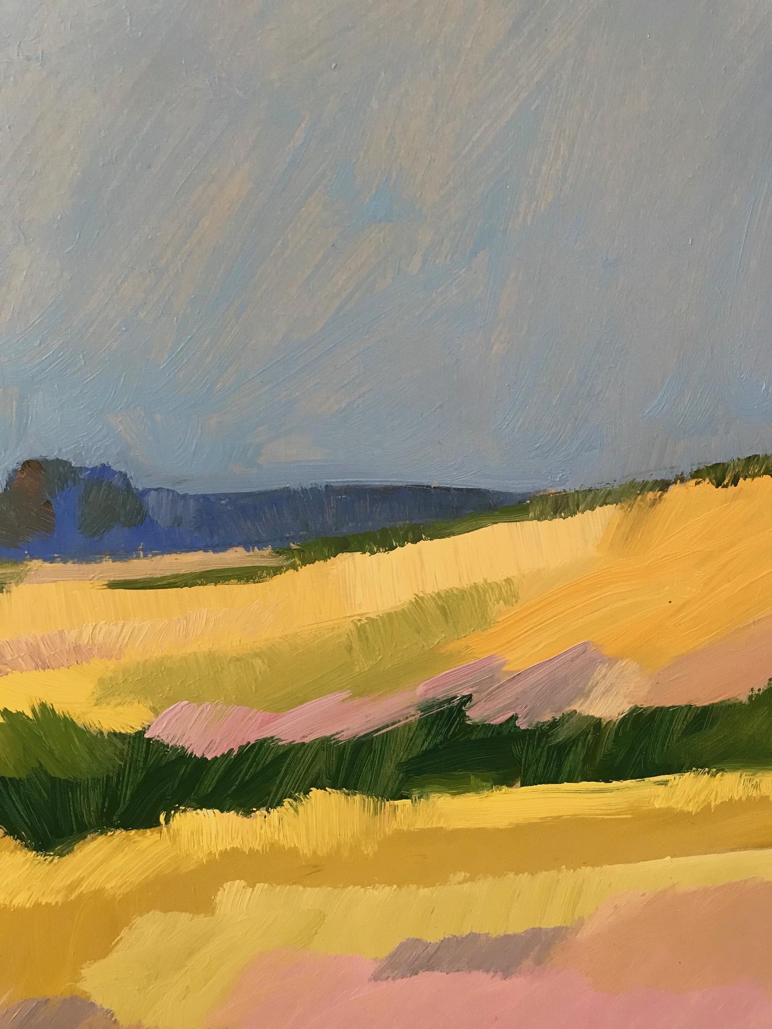 « À Lopikerkapel », peinture à l'huile contemporaine néerlandaise d'un paysage au printemps - Gris Landscape Painting par Frank Dekkers