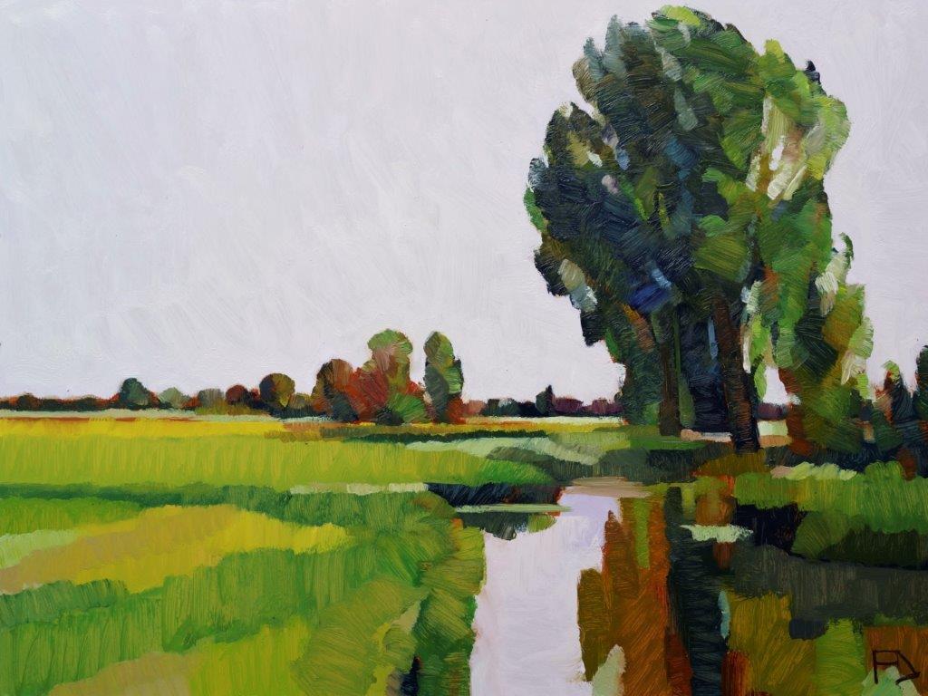 Frank Dekkers Landscape Painting - ''At the Vliet', Contemporary Dutch Oil Painting of a Landscape