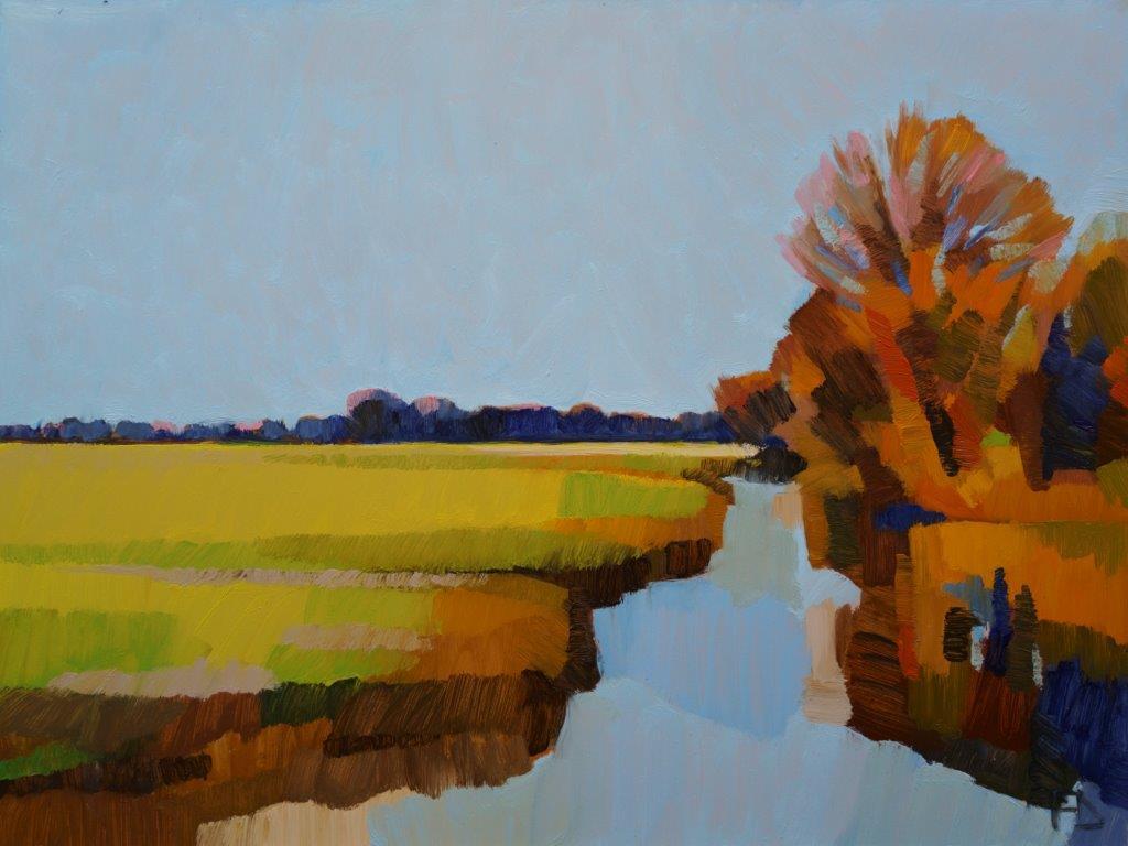 Frank Dekkers Landscape Painting - ''Autumn in the Polder'', Contemporary Dutch Oil Painting of a Landscape