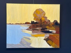 Sera - Pittura impressionistica contemporanea del 21° secolo di un paesaggio