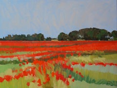 ''Field of Red Poppies'', Contemporary Dutch Oil Painting of a Landscape