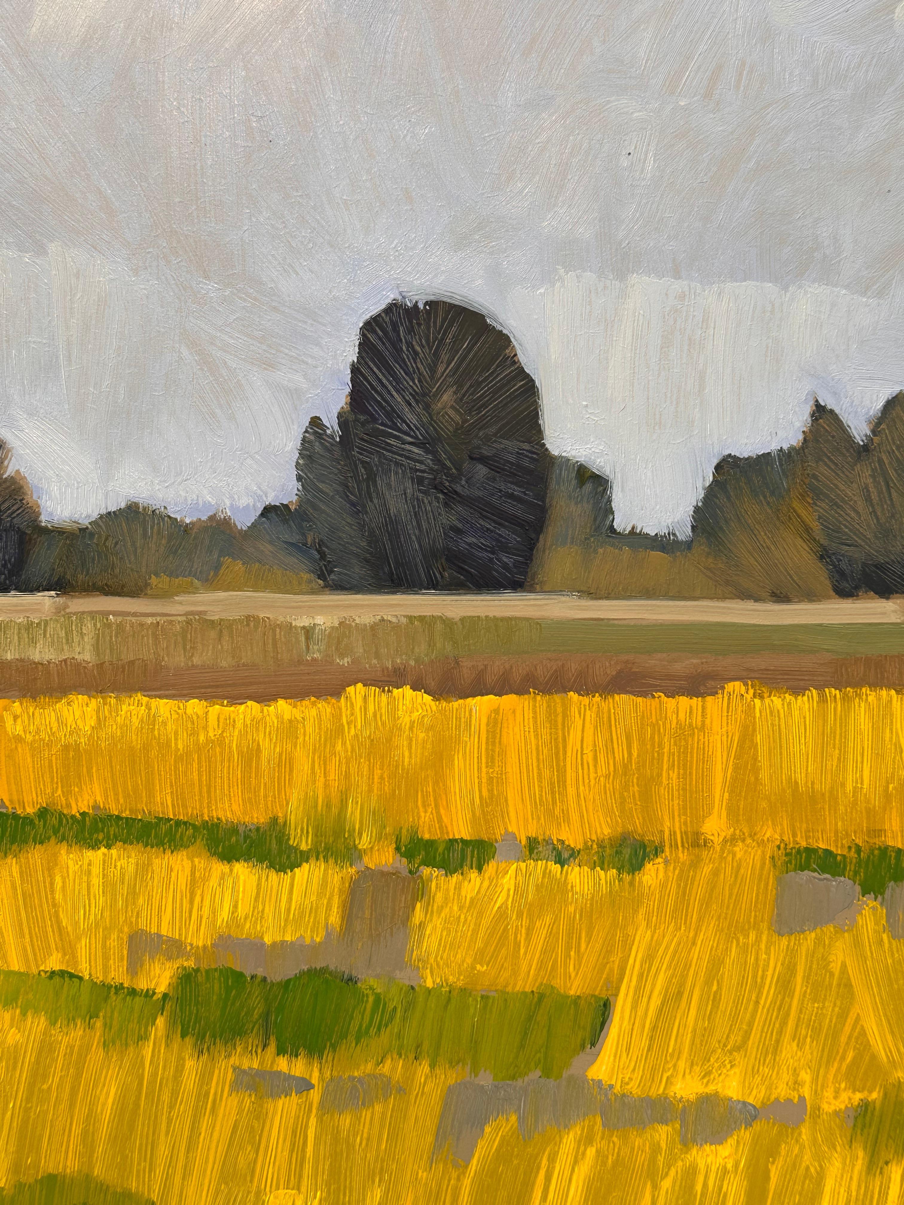 Prairie fleurie  - Peinture de paysage impressionniste contemporaine du 21e siècle - Marron Landscape Painting par Frank Dekkers
