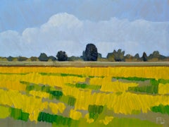 Prairie fleurie  - Peinture de paysage impressionniste contemporaine du 21e siècle