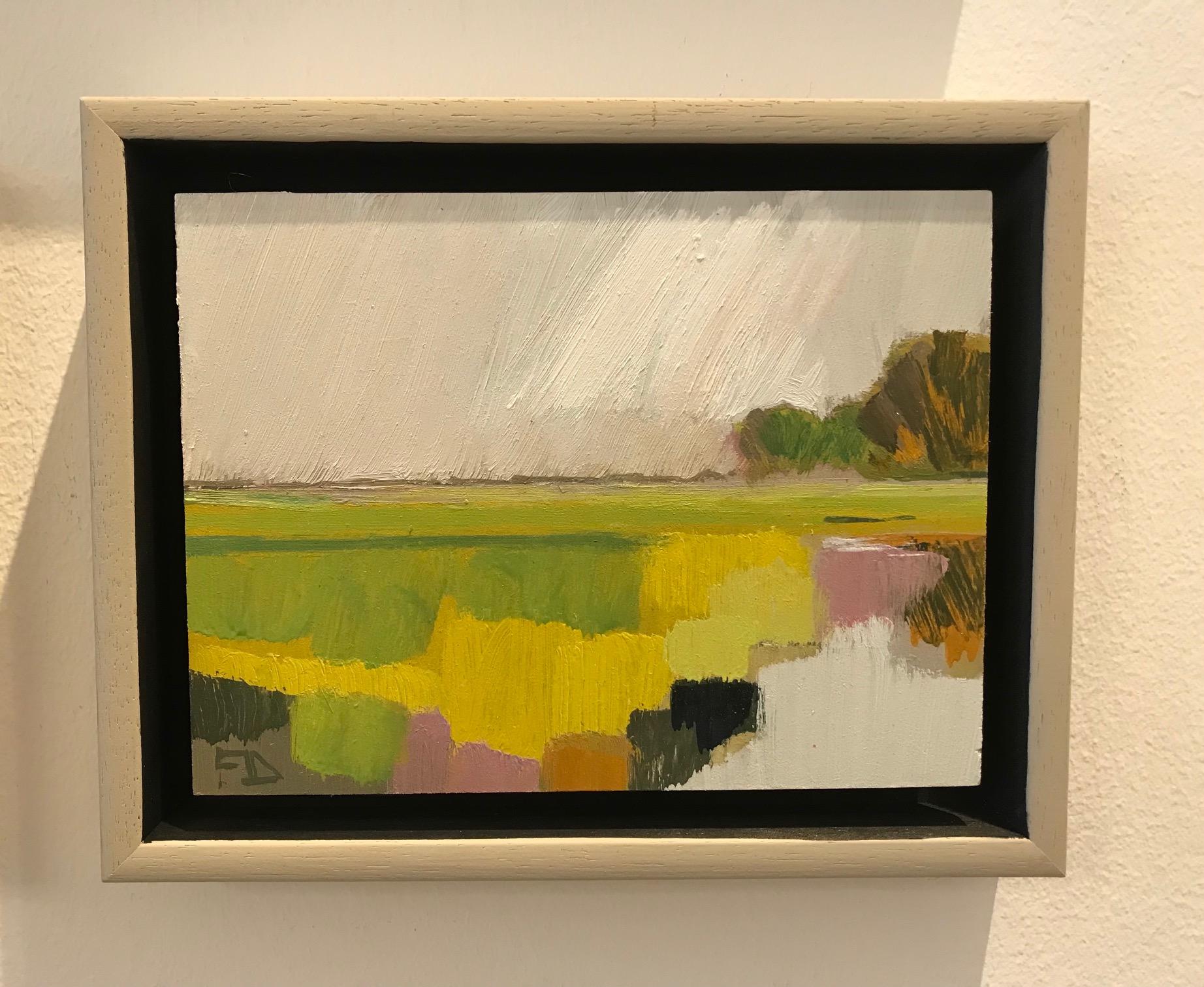 ''Landscape Miniature 0221''Contemporary Dutch Landscape Miniature Oil Painting  - Brown Landscape Painting by Frank Dekkers