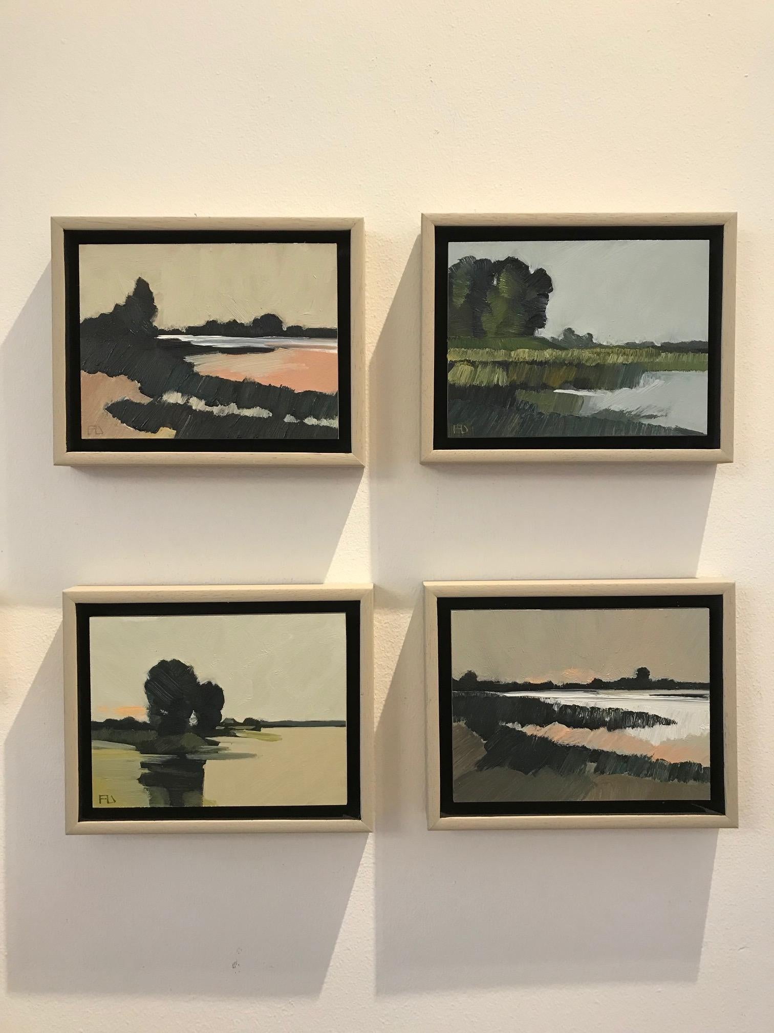 ''Landscape Miniature 0321''Contemporary Dutch Landscape Miniature Oil Painting  For Sale 4