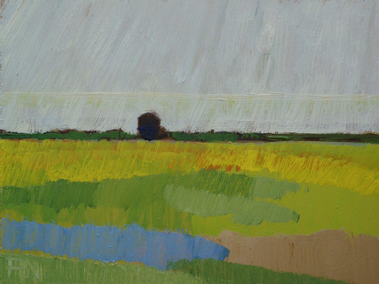 Landscape Painting de Frank Dekkers - Paisaje en miniatura 0621''Paisaje holandés contemporáneo en miniatura Pintura al óleo