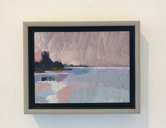 ''Landscape Miniature Lilac Sky', Contemporary Landscape Miniature Oil Painting