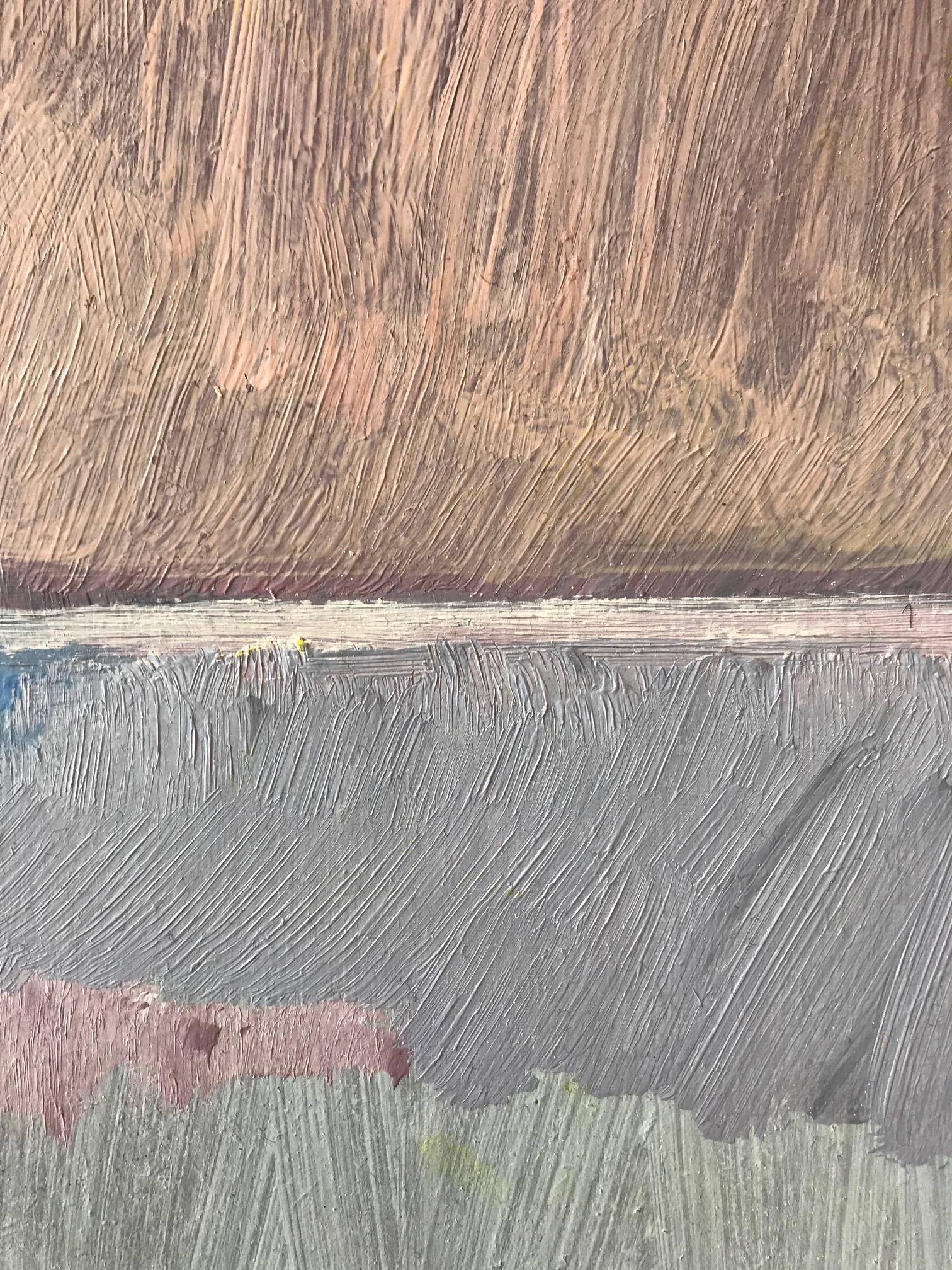''Paisaje miniatura cielo lila'', Pintura al óleo contemporánea paisaje miniatura - Landscape Painting Gris de Frank Dekkers