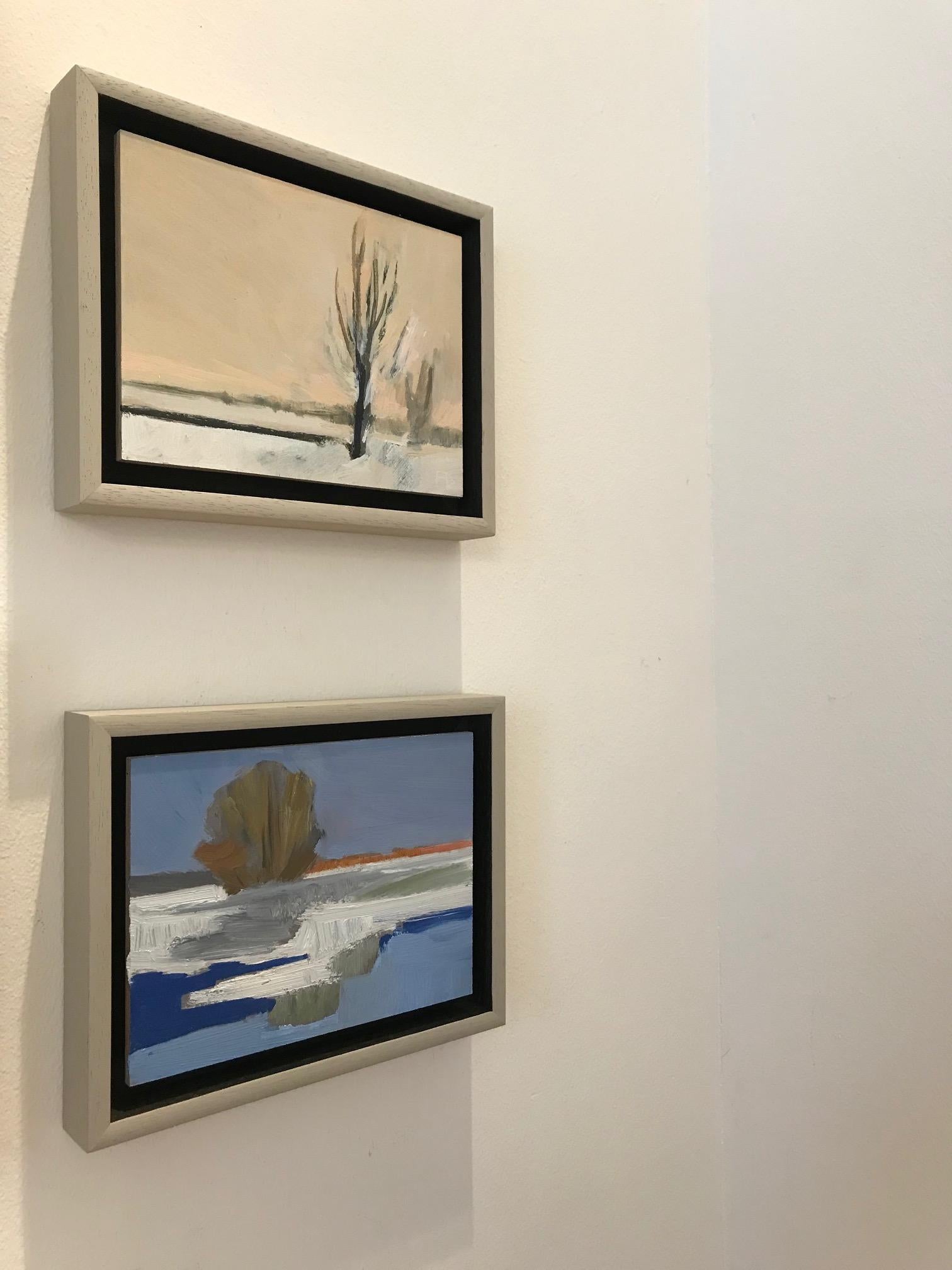 ''Landscape Miniature Snow', Contemporary Landscape Miniature Oil Painting  For Sale 6