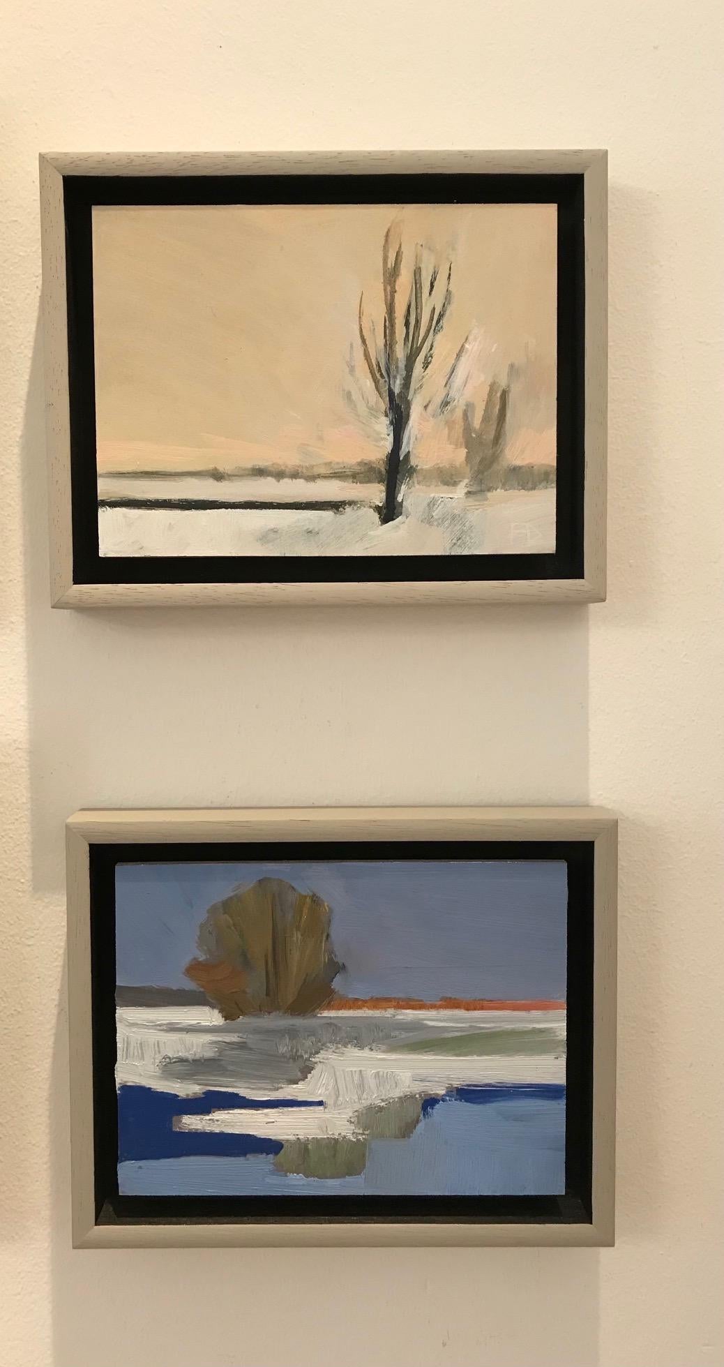 ''Paesaggio in miniatura neve'', pittura ad olio contemporanea di paesaggio in miniatura in vendita 4