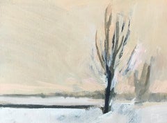 Landschaft Miniatur Schnee", Contemporary Landscape Miniature Oil Painting 