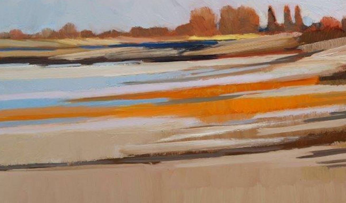 « Low Tide », peinture à l'huile contemporaine néerlandaise d'un paysage - Painting de Frank Dekkers