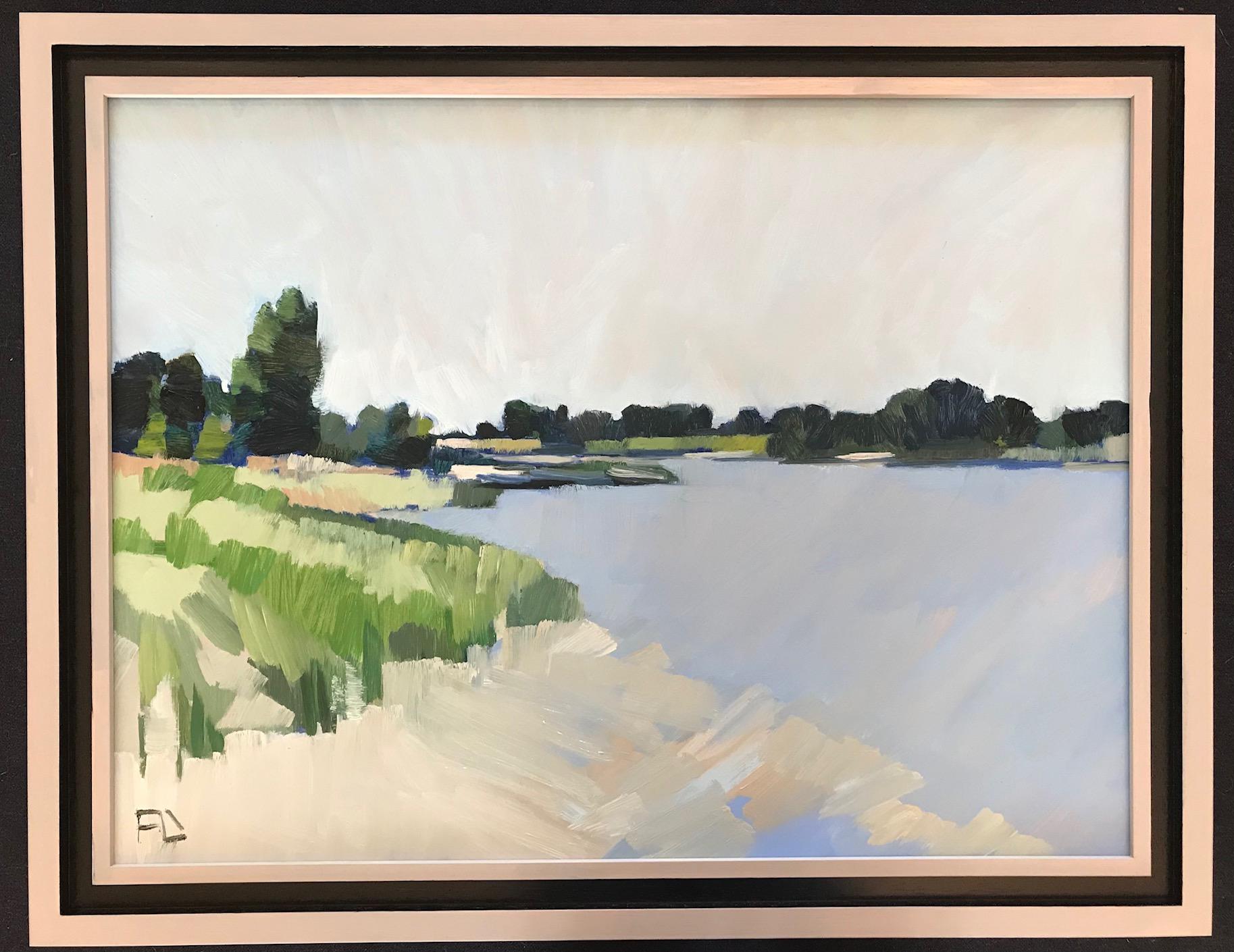 ''Marea baja'', Óleo holandés contemporáneo de un paisaje en venta 2