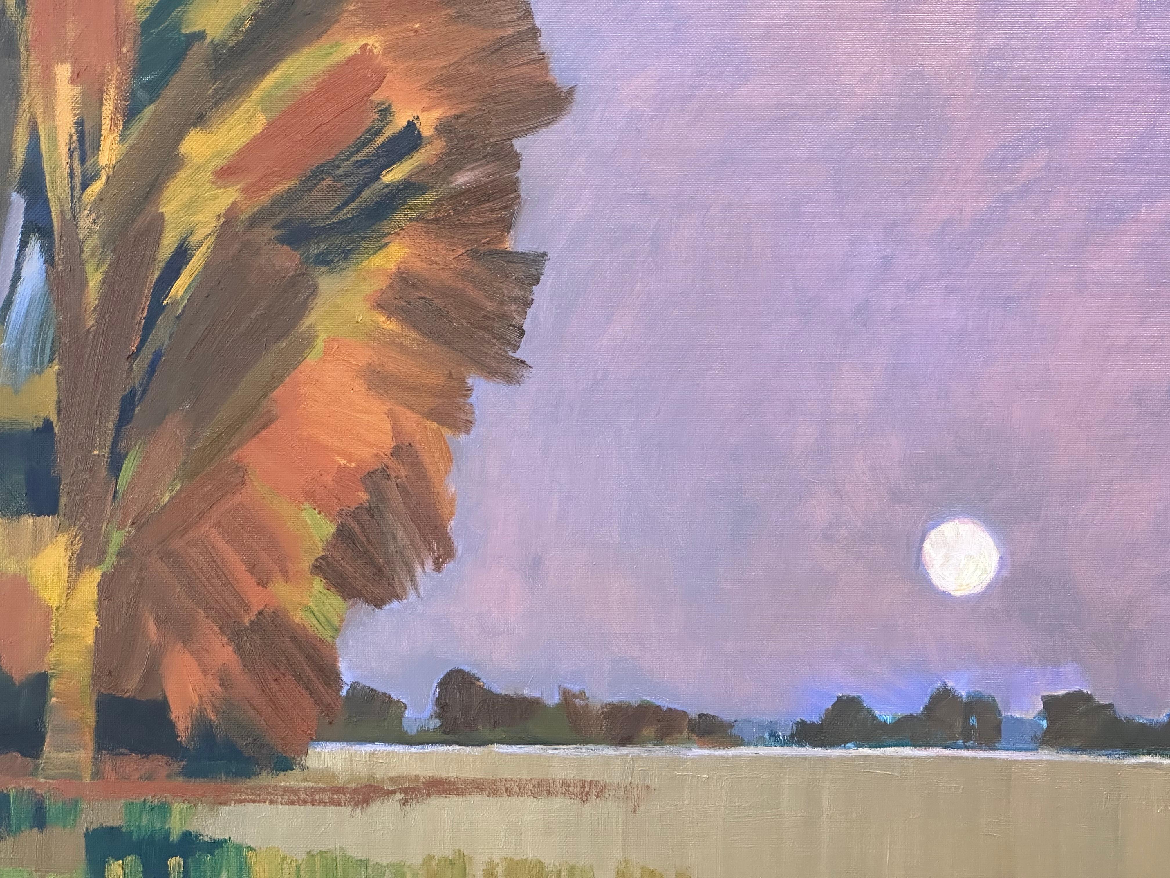 Moonlight - 21st Century Contemporary Modern Impressionistic Landscape Painting For Sale 1