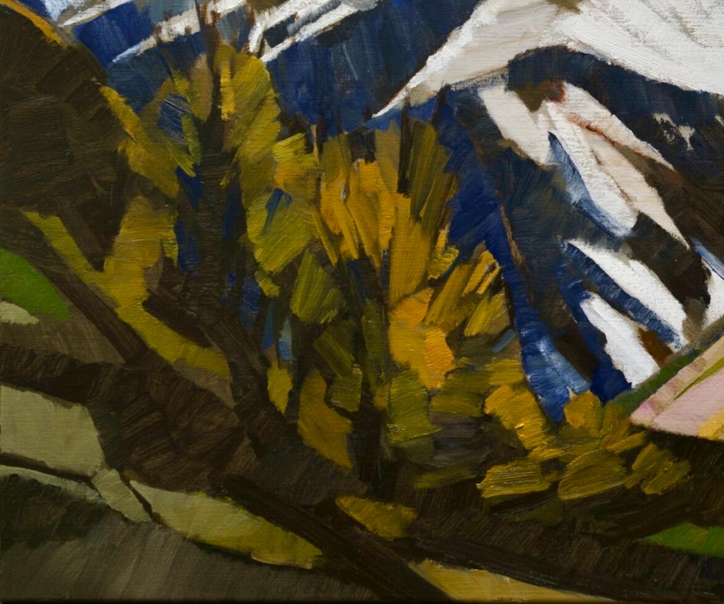 Matin dans la vallée - Peinture impressionniste contemporaine d'un paysage  - Marron Landscape Painting par Frank Dekkers