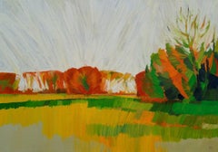 Radiant Spring Day - Contemporary Impressionistic Painting of a Landscape