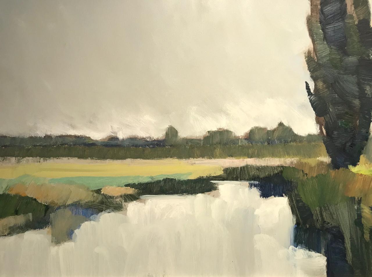 ''Summer Rain'', Contemporary Dutch Oil Painting of a Landscape 1