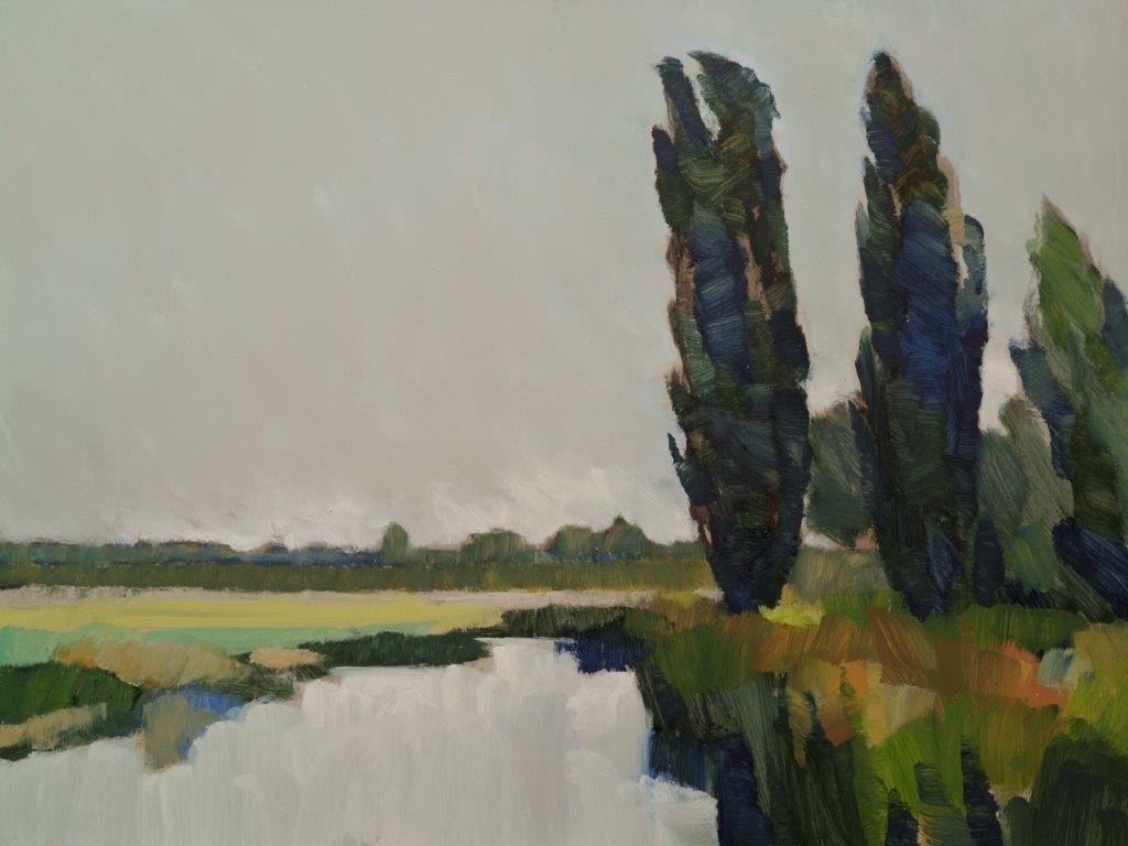 Frank Dekkers Landscape Painting - ''Summer Rain'', Contemporary Dutch Oil Painting of a Landscape