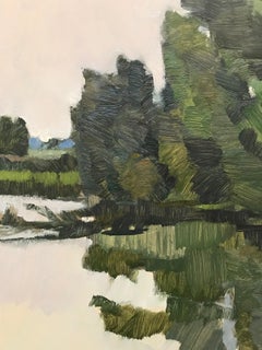 ''Summer Rain'', Contemporary Dutch Oil Painting of a Landscape in Summer