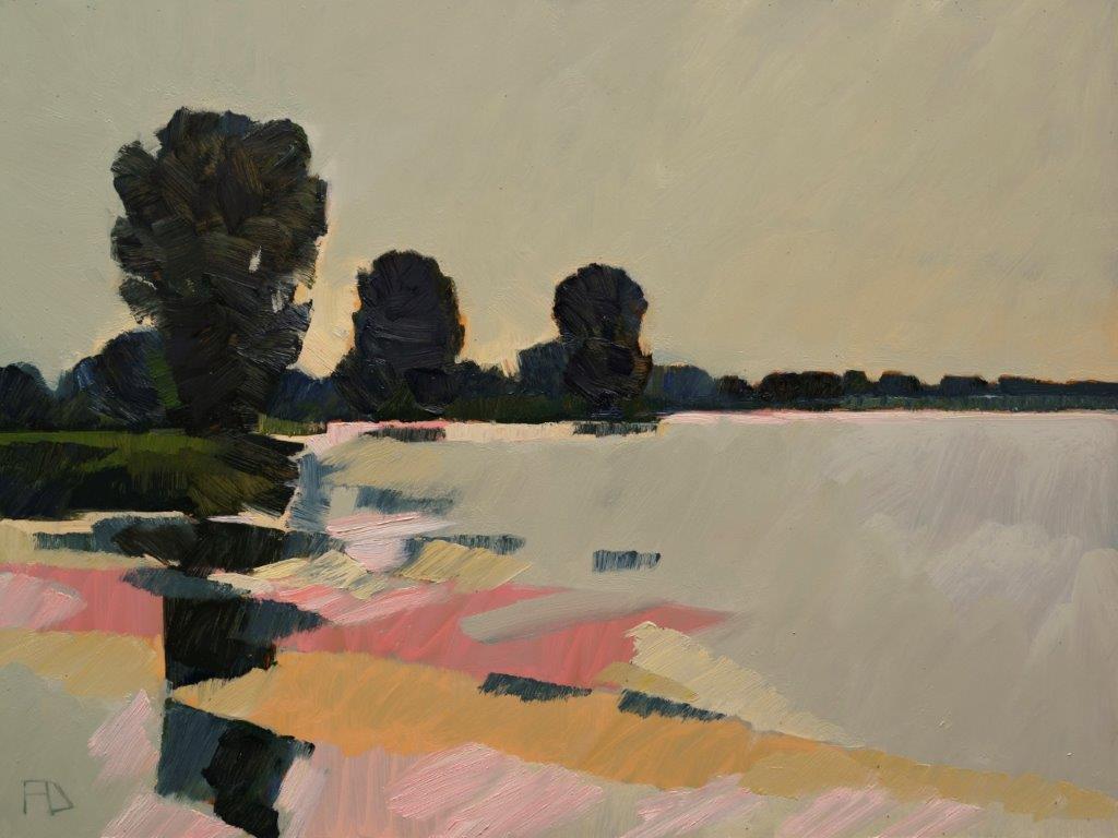 Frank Dekkers Landscape Painting - ''Sunrise'', Contemporary Dutch Oil Painting of a Landscape