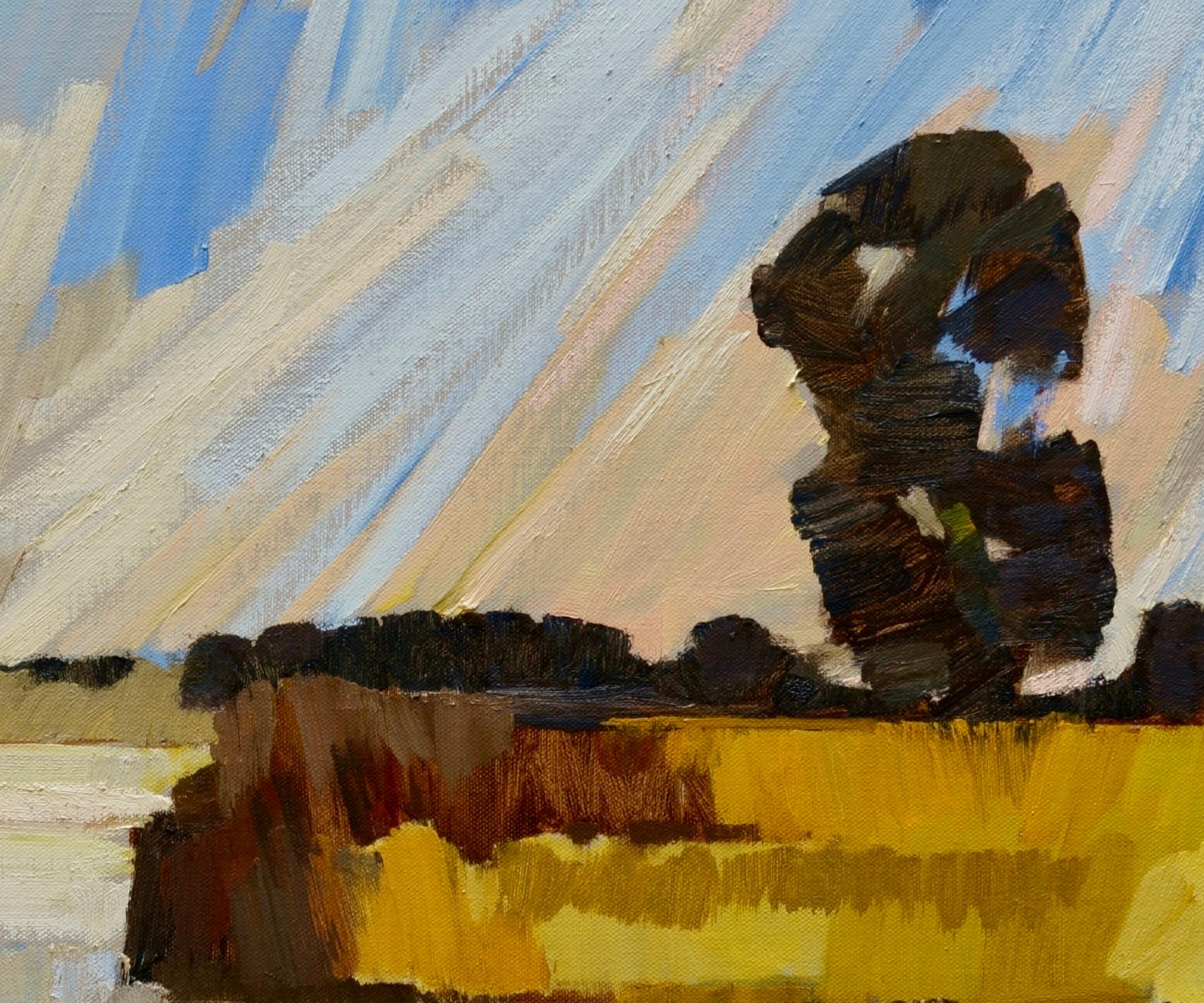 The Hurdle- 21st Century Contemporary Impressionistic Painting of a Landscape  - Brown Landscape Painting by Frank Dekkers