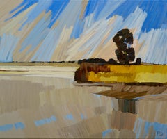 The Hurdle - Peinture impressionniste contemporaine du 21e siècle représentant un paysage 