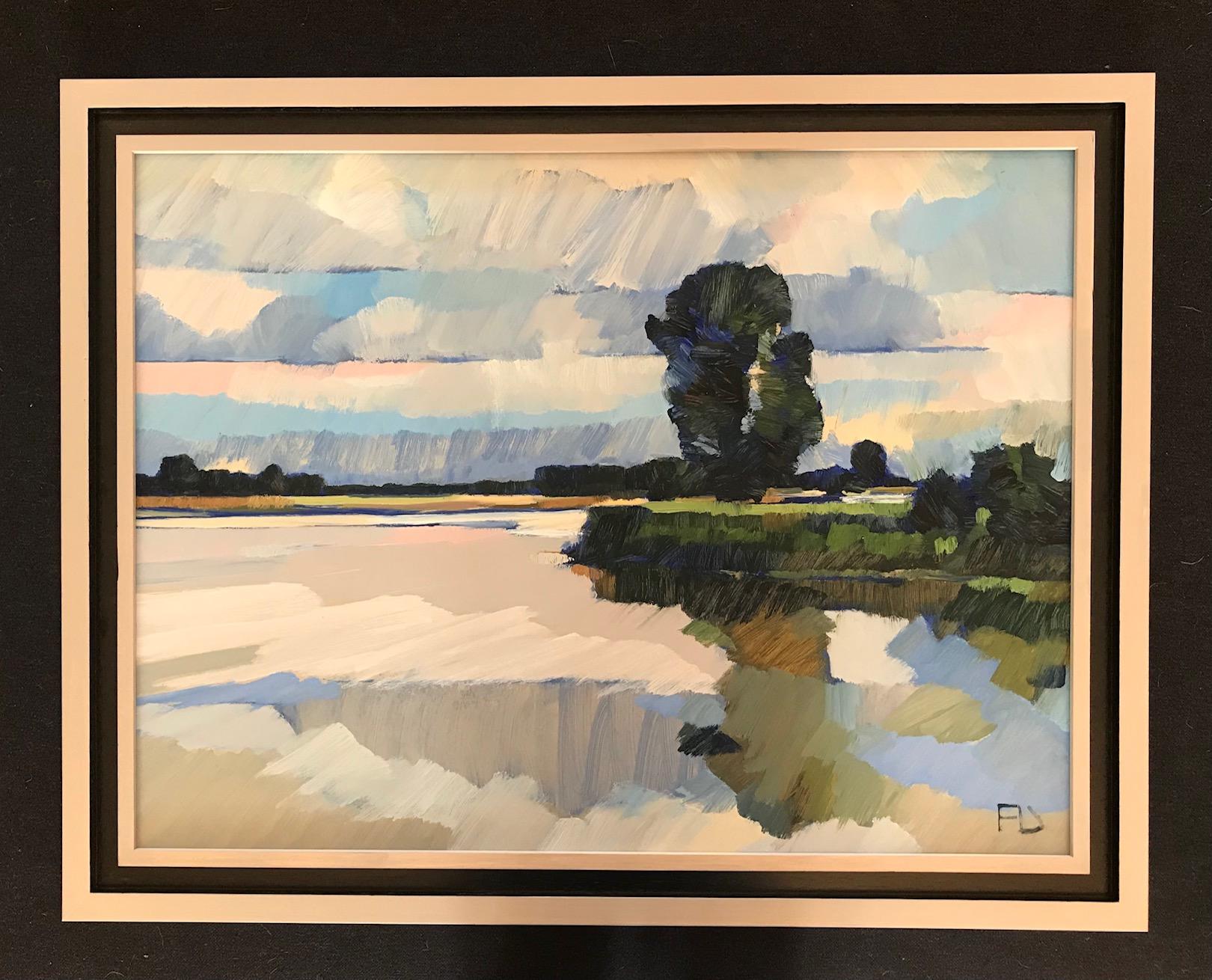 ''L'Uiterwaard pieno di vita'', dipinto ad olio olandese contemporaneo di un paesaggio in vendita 3