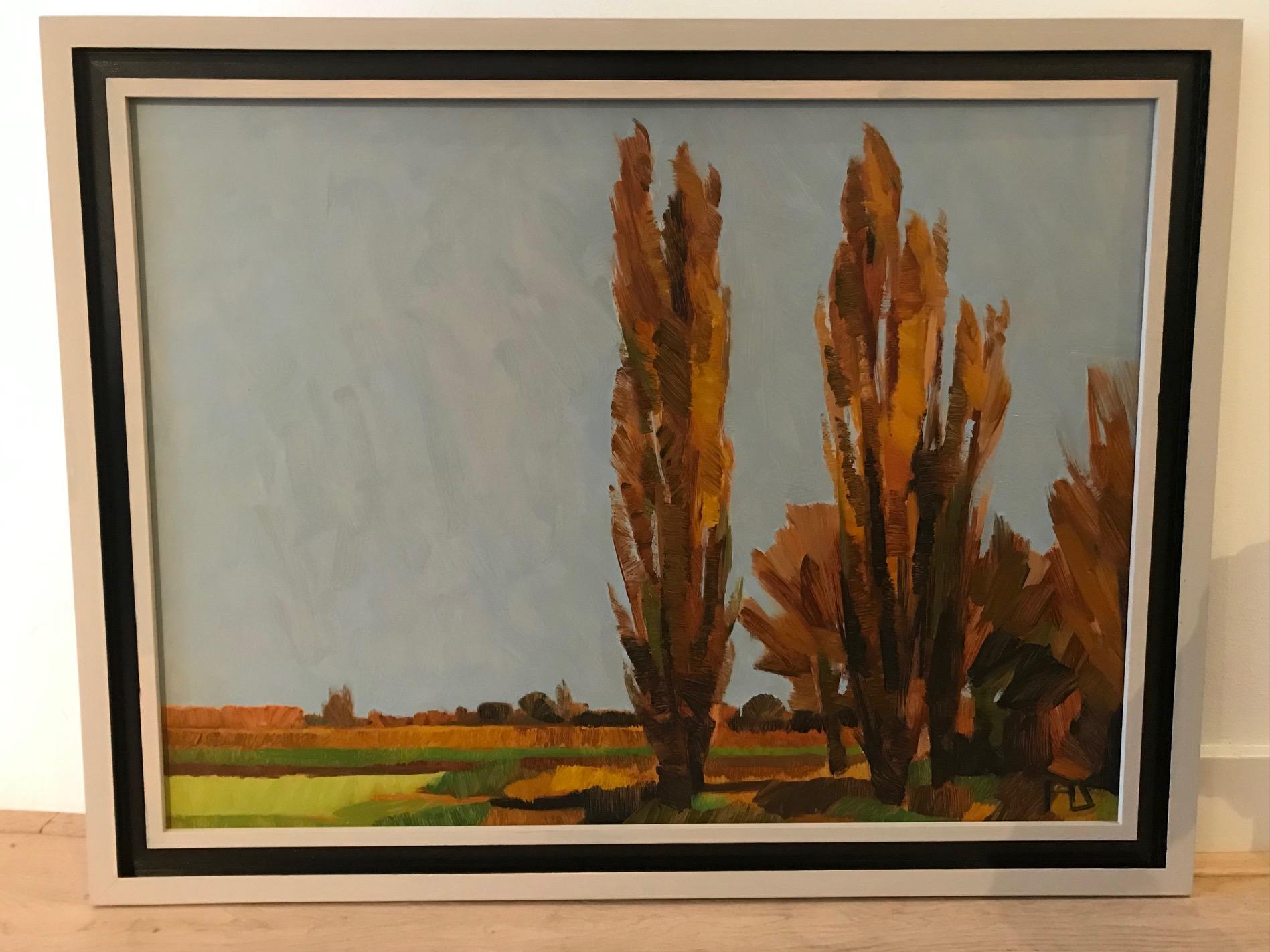 Frank Dekkers (1961) is a landscape painter par excellence. Full of dedication and diligence he always works on location outdoors, defying the elements. The weather plays an important role in his work: an emerging early winter, heavy summer rain,