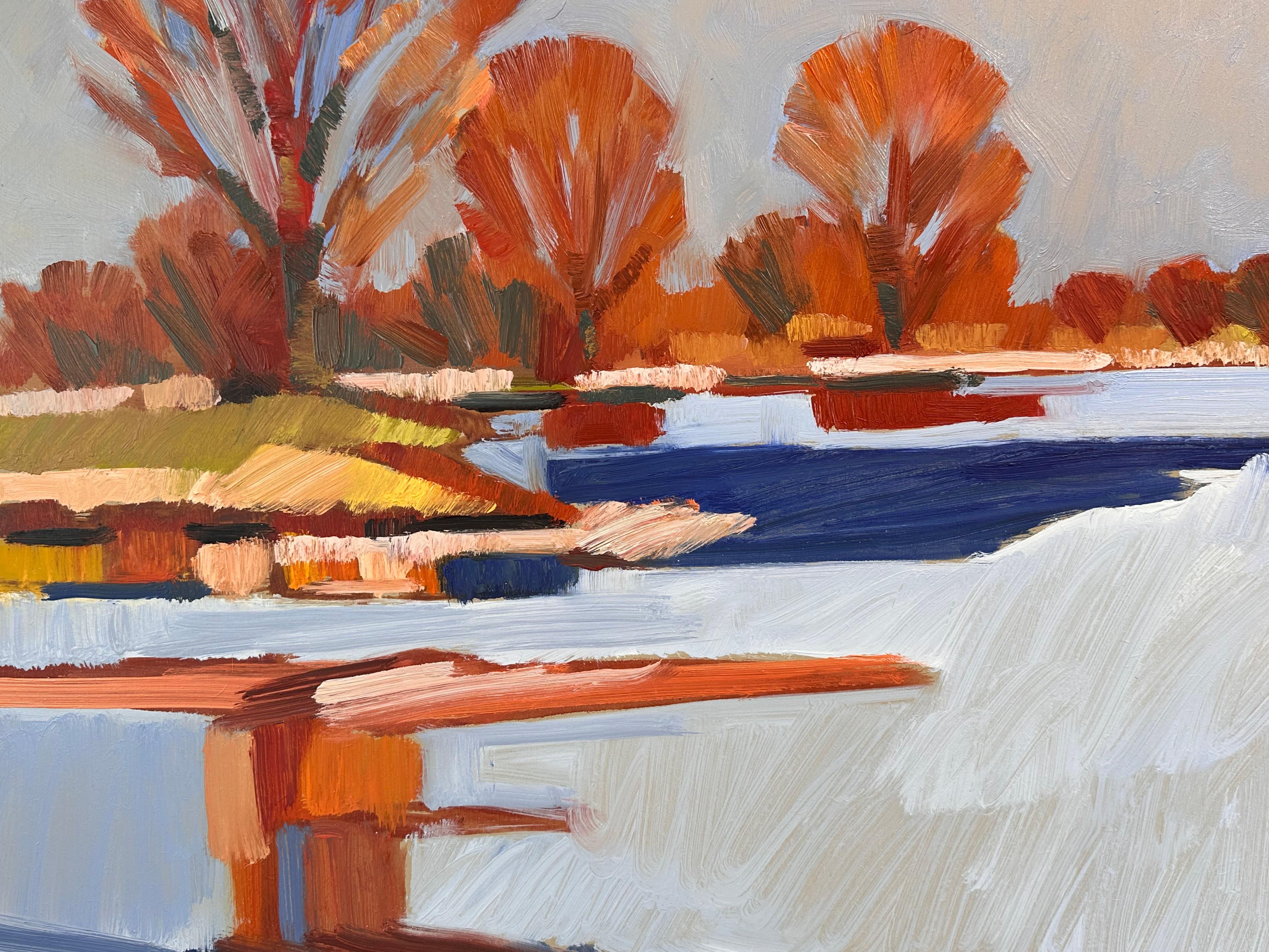 Invierno Madera Brillante  - Siglo XXI Contemporáneo Impresionista  Pintura en venta 3