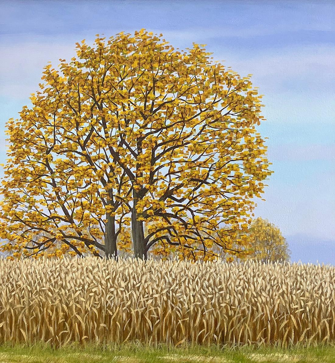 Autumn's Gleaning (Pittura paesaggistica fotorealista del fogliame autunnale e del prato) 1