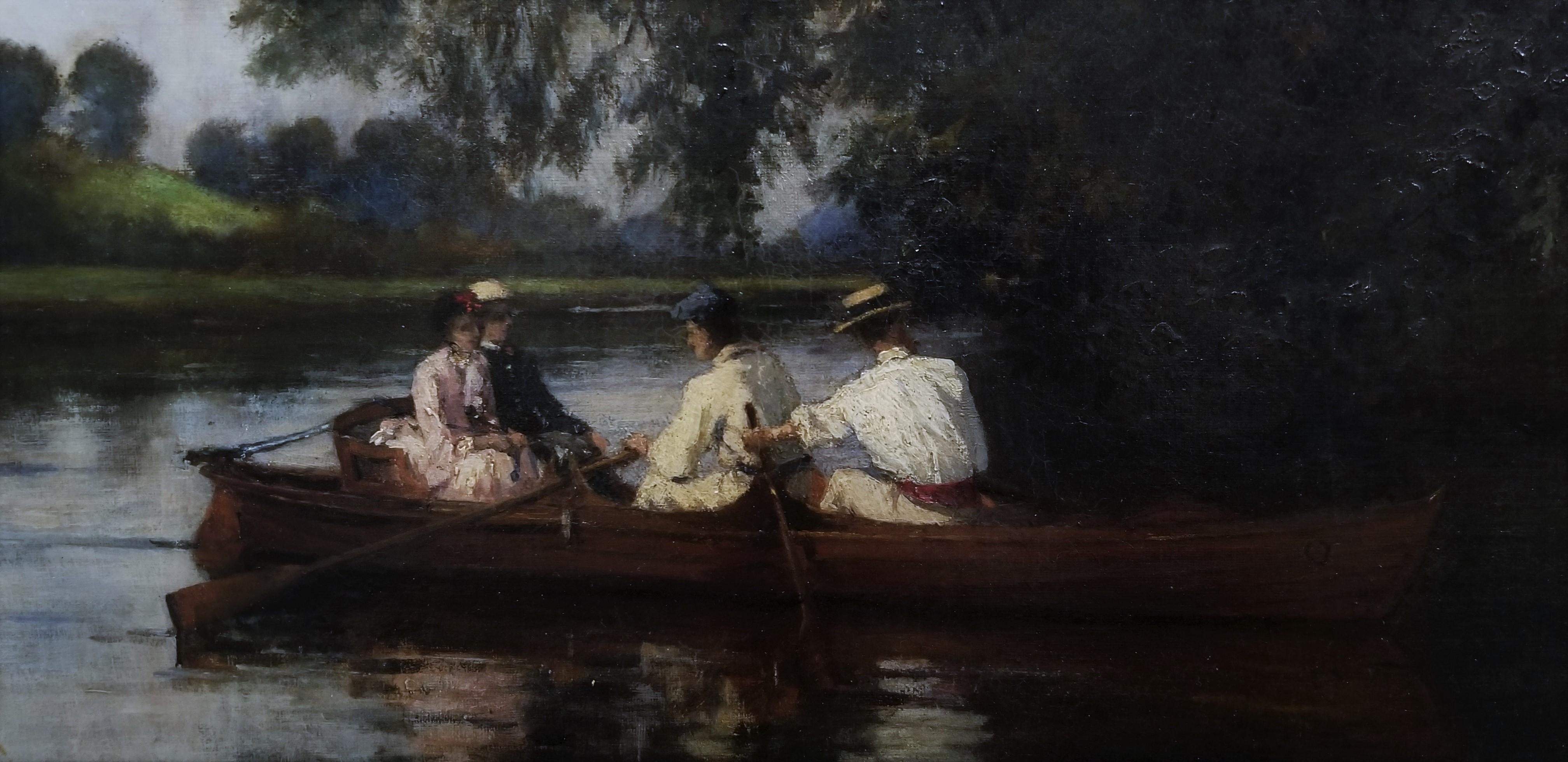 Promenade en Bateau en Soirée (Paseo nocturno en barco) /// Pintura Impresionista Arte en venta 7