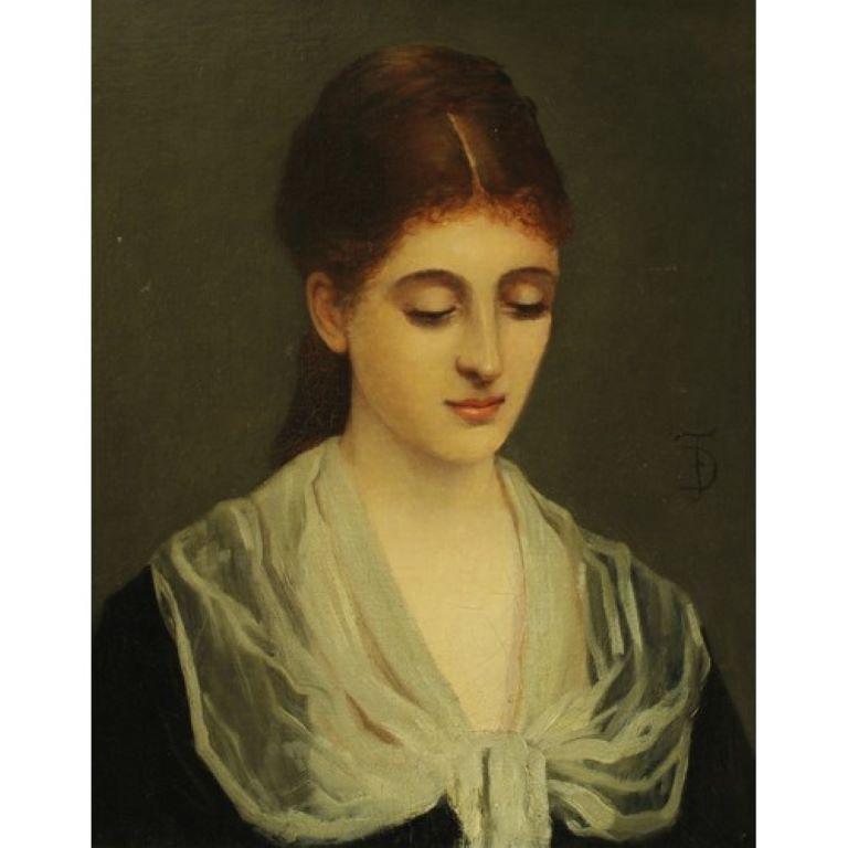 Portrait d'une femme du XIXe siècle, attribué à Sir Frank Dicksee en vente 1