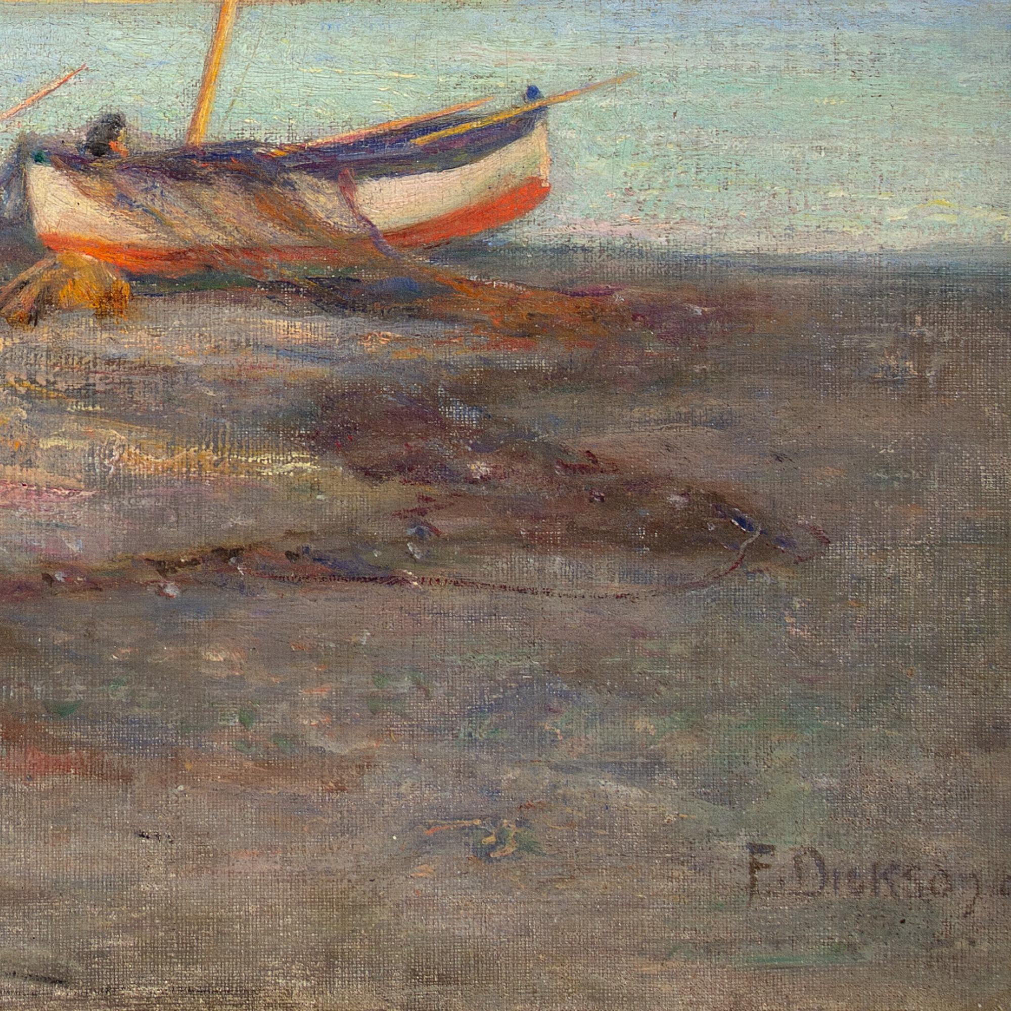 Frank Dickson, Riparazione delle reti dei pescatori, pittura ad olio 7