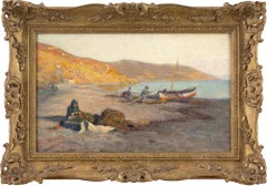 Frank Dickson, Mending The Fishermen's Nets, Oil Painting