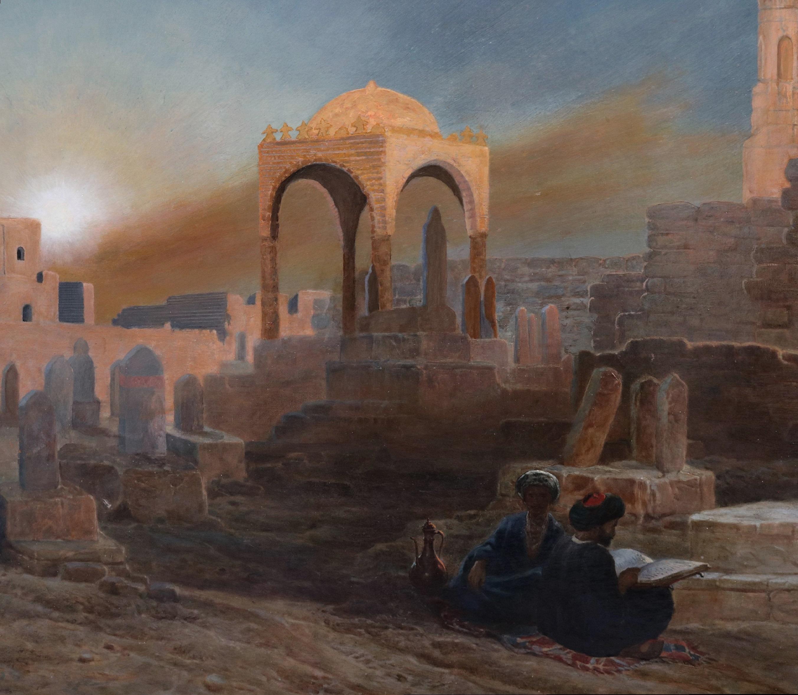 Tumbas de los sultanes - Pintura al óleo orientalista del siglo XIX Real Academia 1873 en venta 1