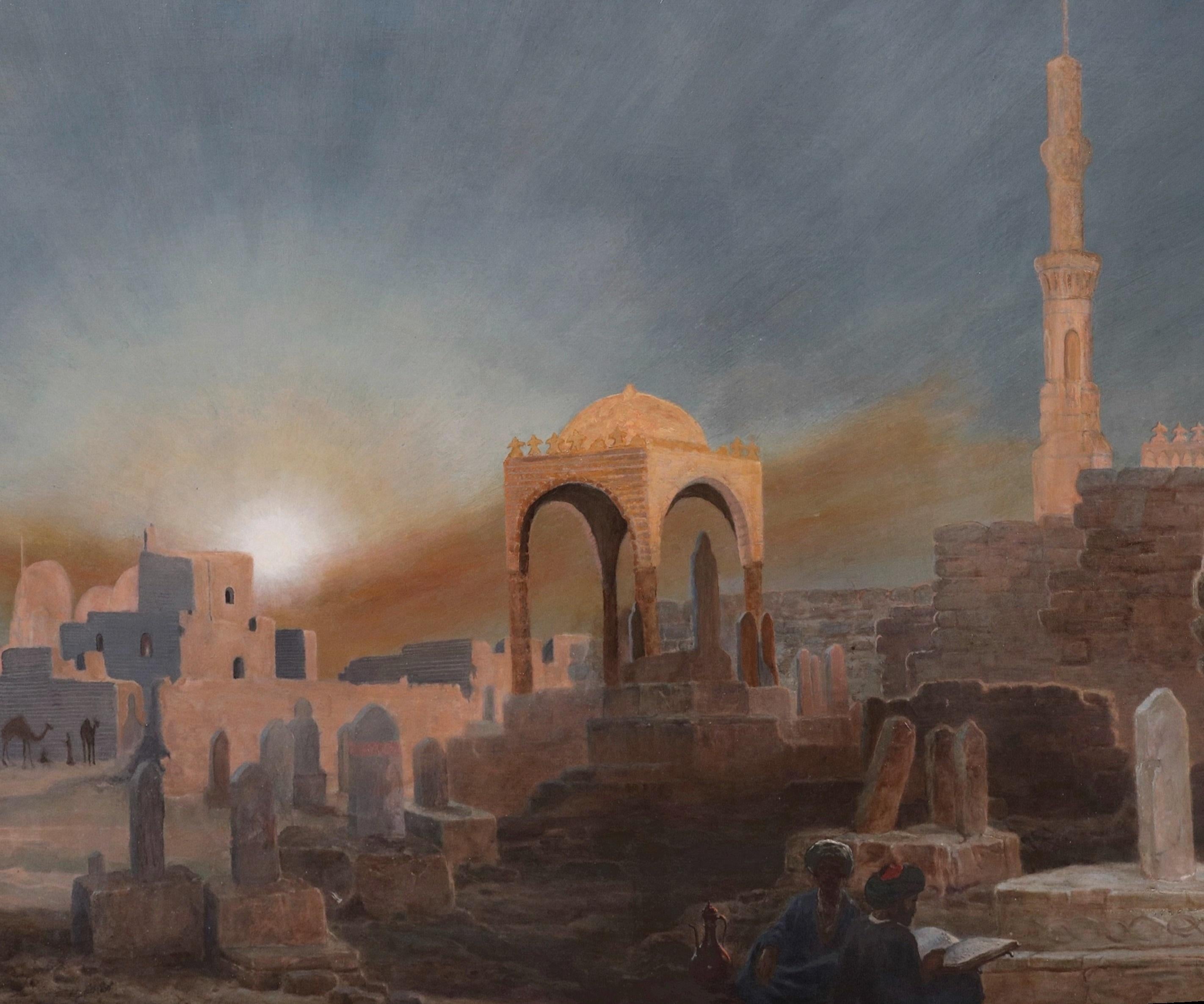 Tumbas de los sultanes - Pintura al óleo orientalista del siglo XIX Real Academia 1873 en venta 3