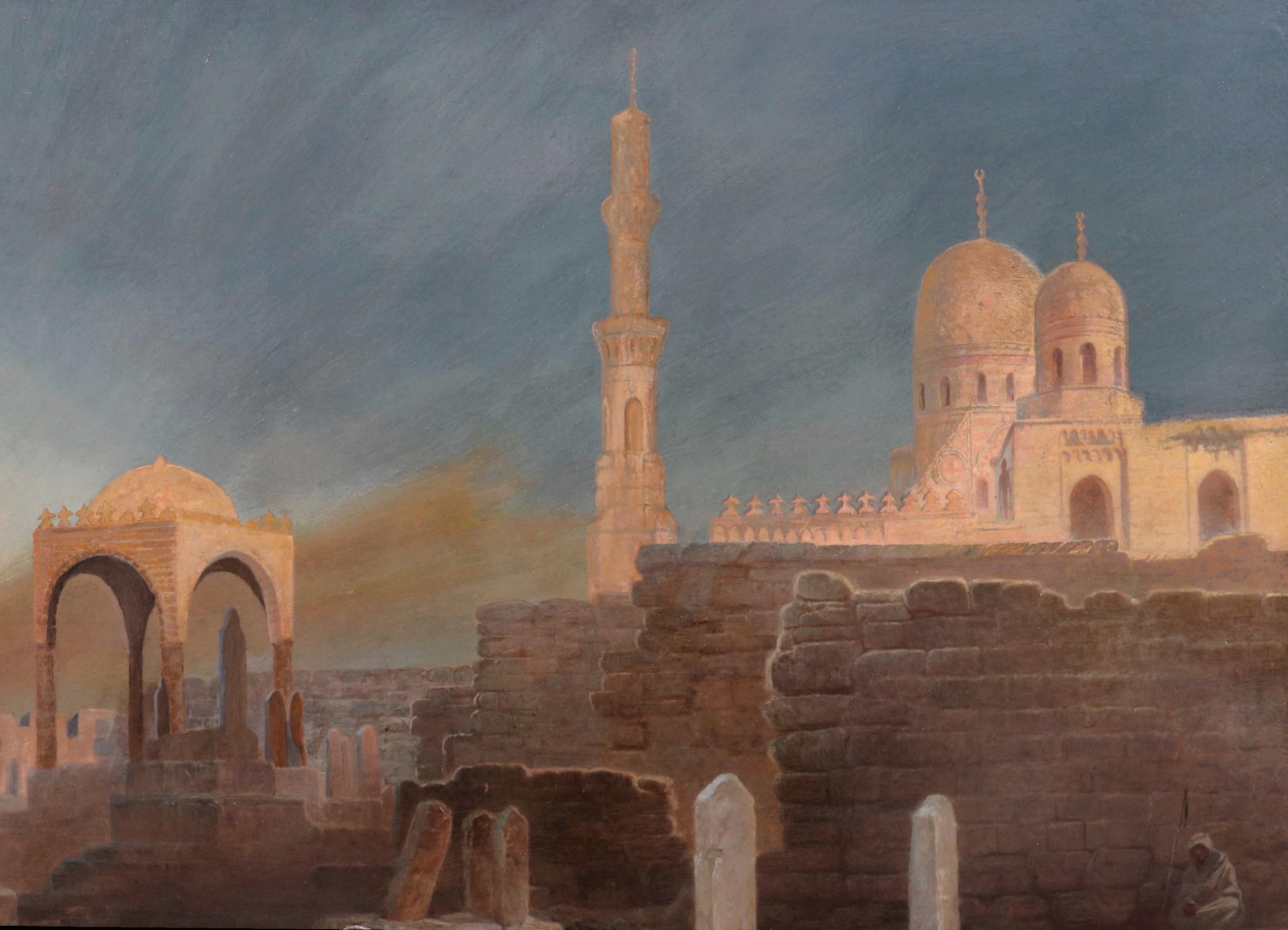 Tumbas de los sultanes - Pintura al óleo orientalista del siglo XIX Real Academia 1873 en venta 4