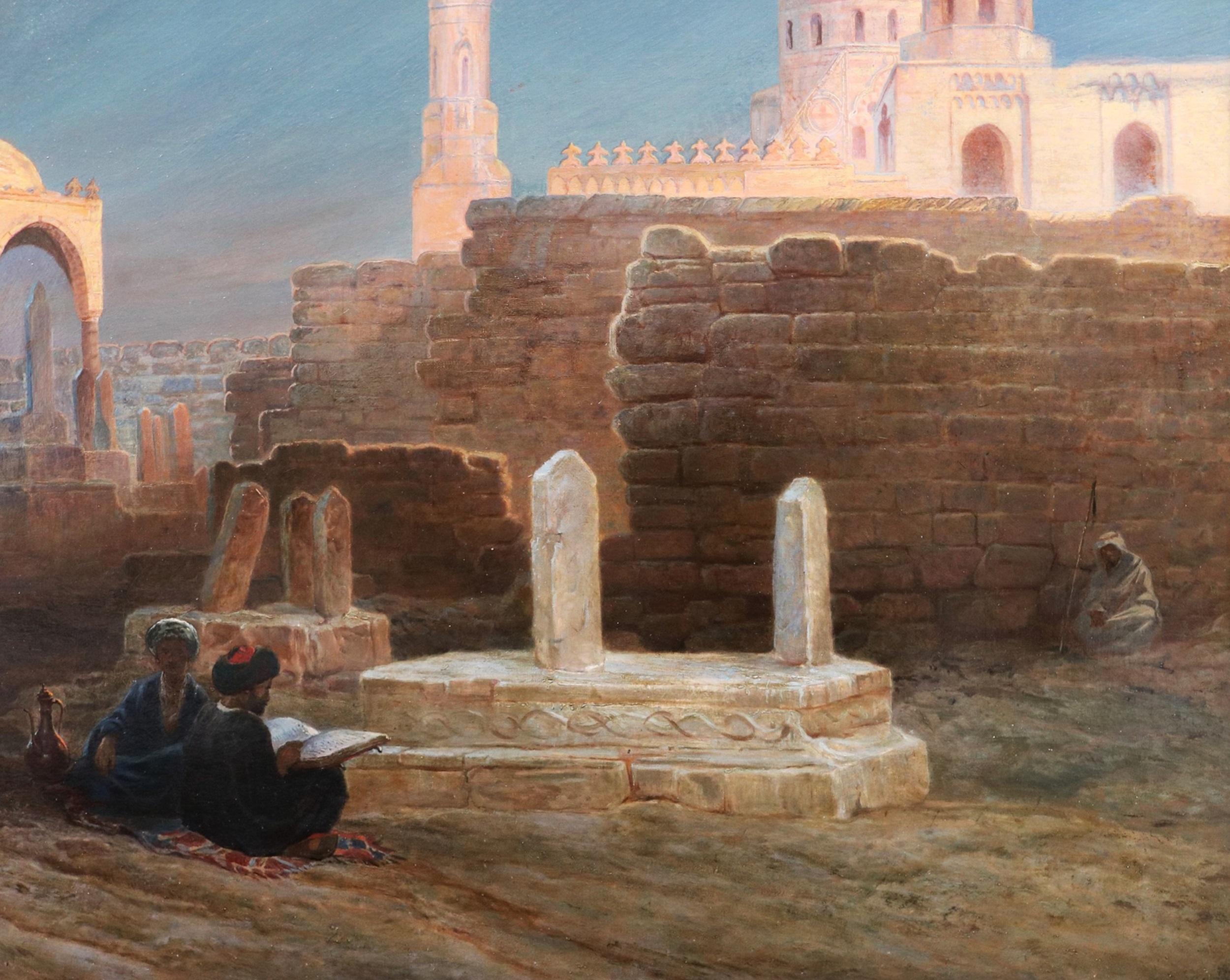 Tumbas de los sultanes - Pintura al óleo orientalista del siglo XIX Real Academia Egipto 2